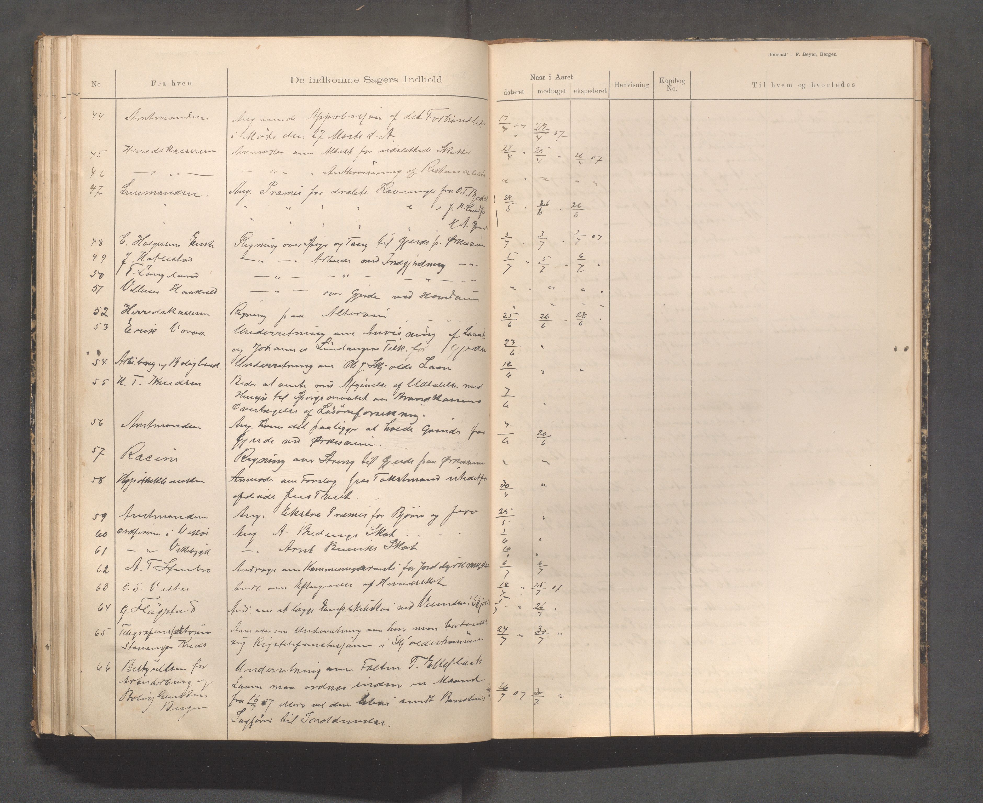 Skjold kommune - Formannskapet, IKAR/K-100775/C/L0001: Brevjournal, 1898-1911, s. 59
