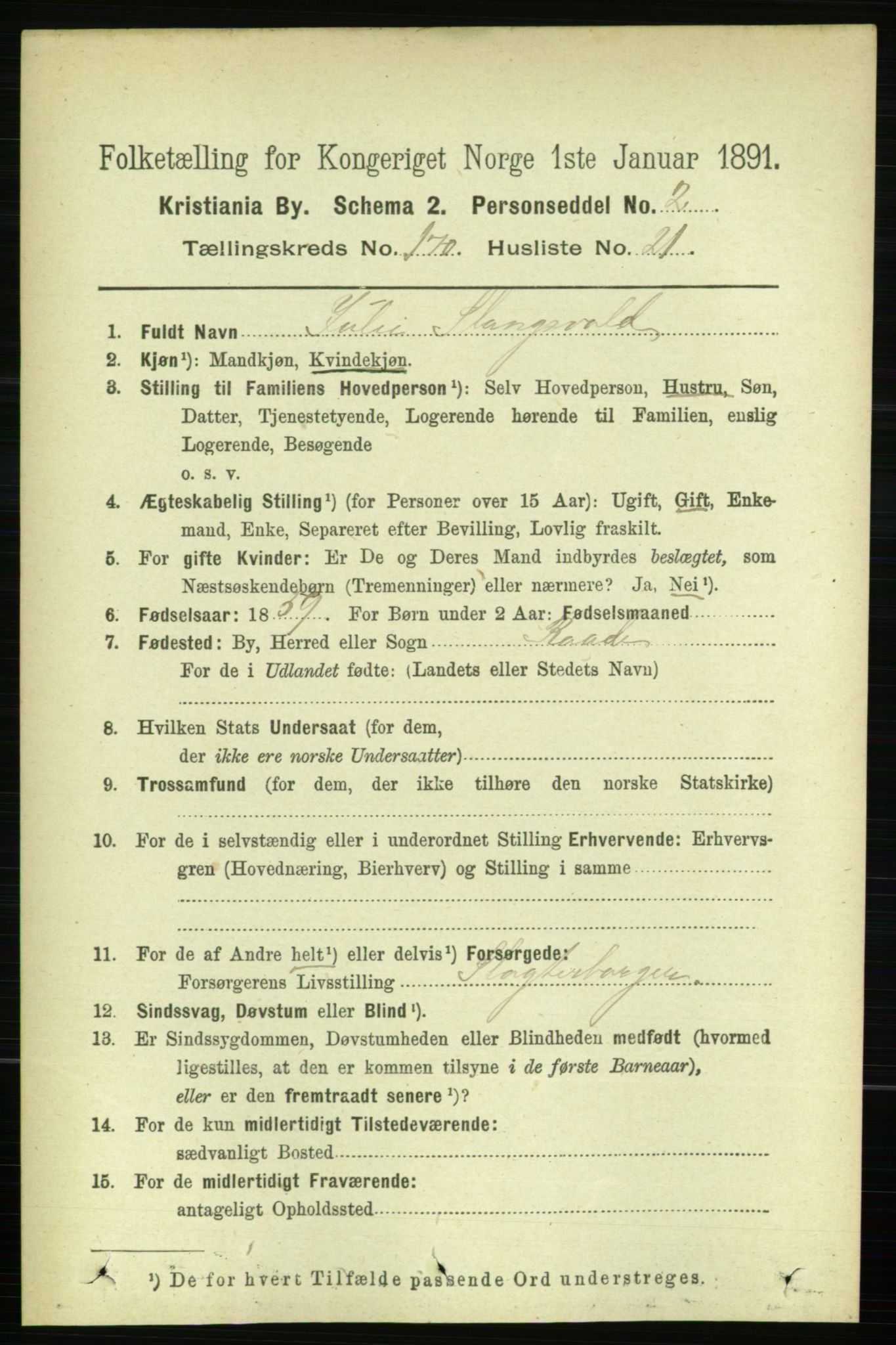 RA, Folketelling 1891 for 0301 Kristiania kjøpstad, 1891, s. 100428