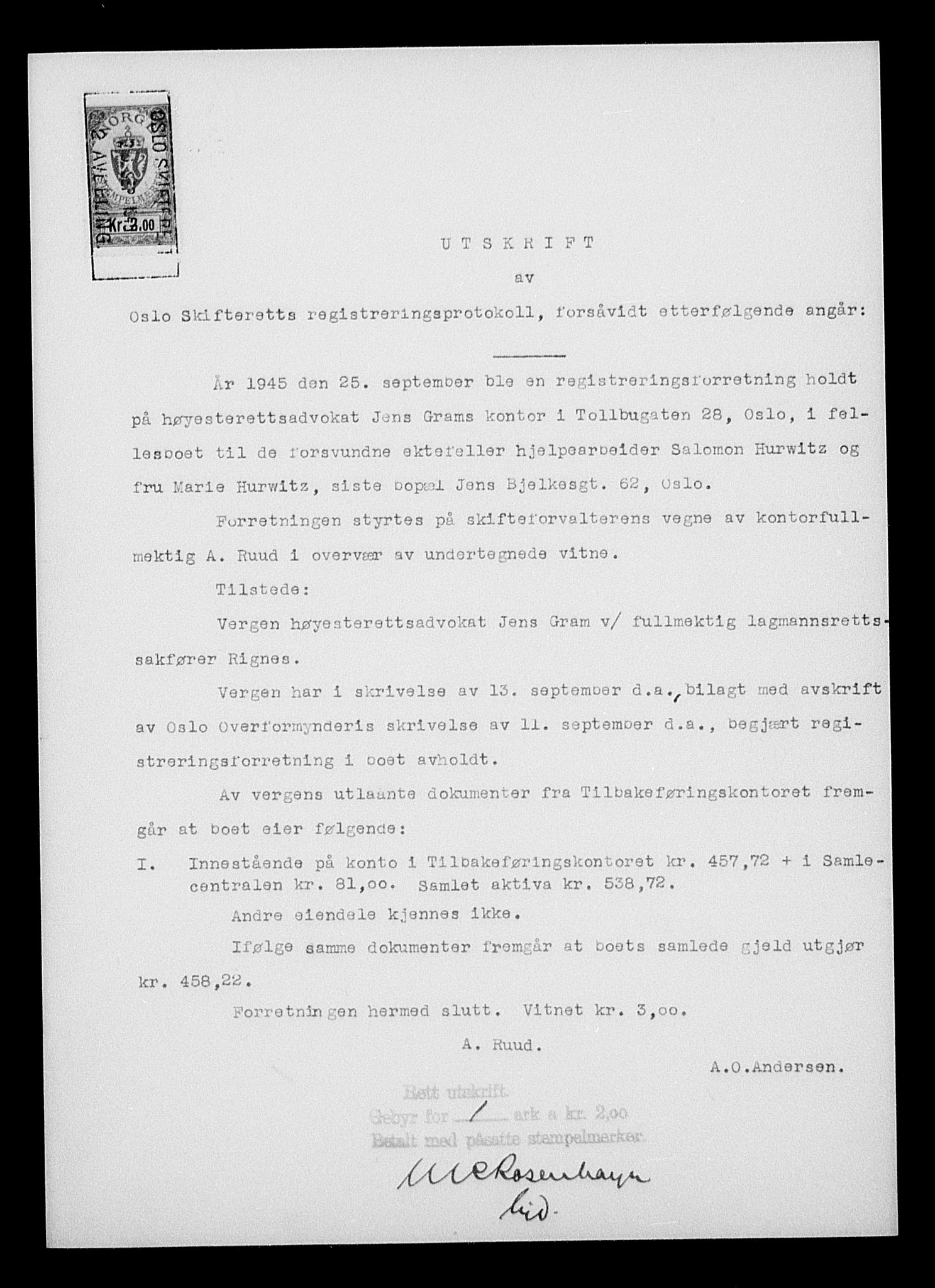 Justisdepartementet, Tilbakeføringskontoret for inndratte formuer, AV/RA-S-1564/H/Hc/Hcc/L0945: --, 1945-1947, s. 16