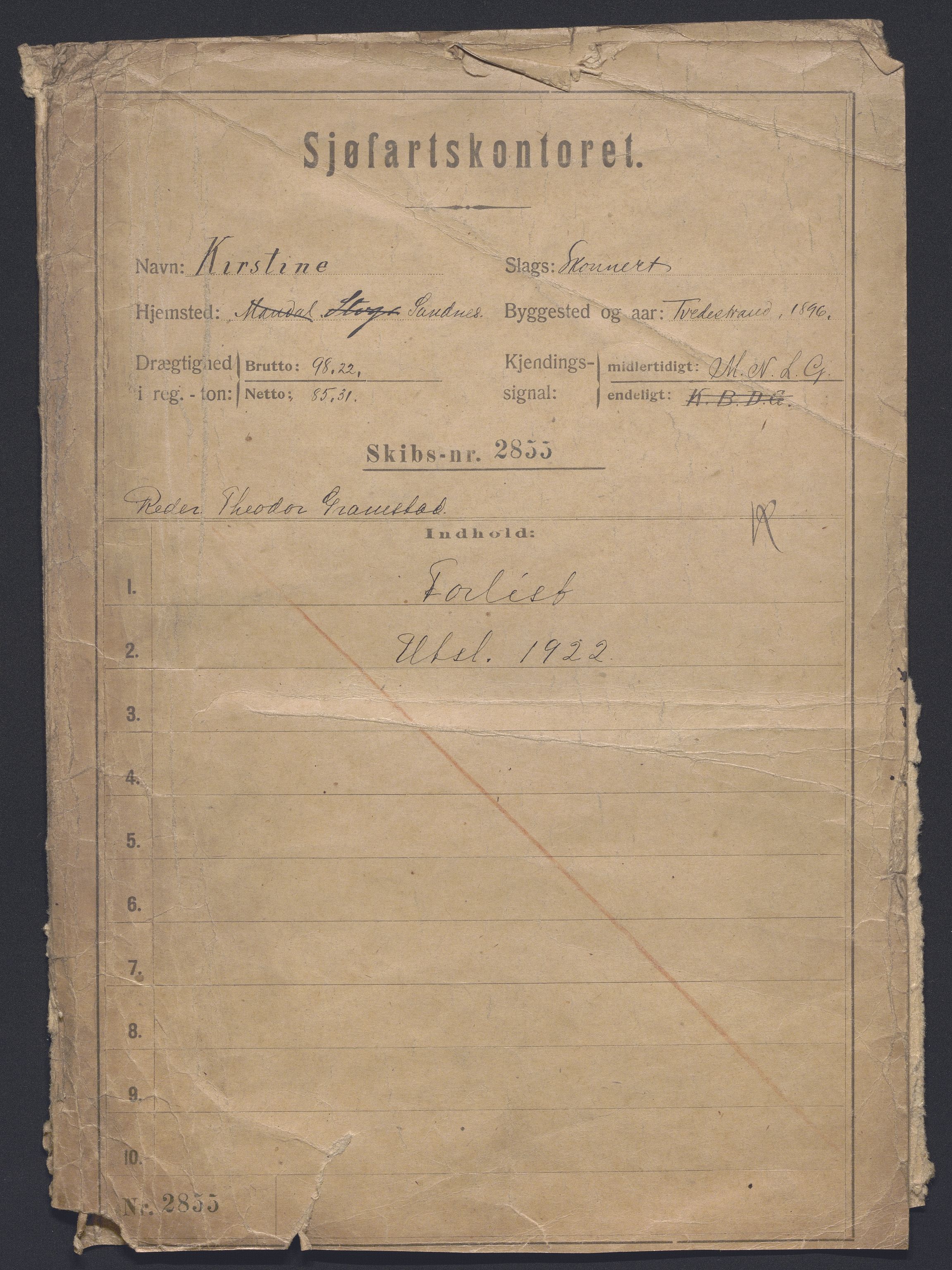 Sjøfartsdirektoratet med forløpere, skipsmapper slettede skip, AV/RA-S-4998/F/Fa/L0597: --, 1875-1932, s. 1