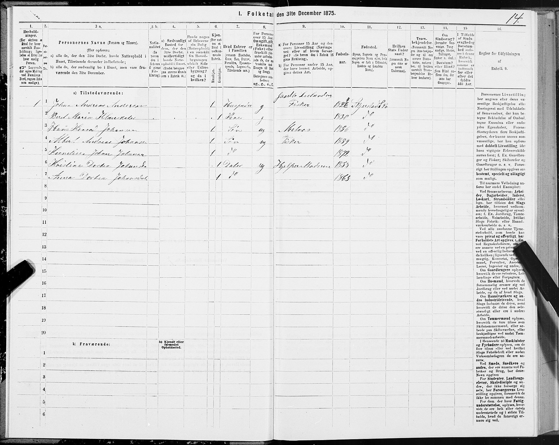 SAT, Folketelling 1875 for 1842P Skjerstad prestegjeld, 1875, s. 1014