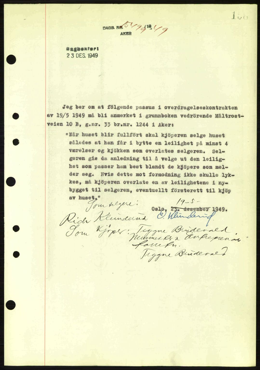 Oslo byskriverembete, AV/SAO-A-10227/G/Gb/Gbd/Gbda/L0017: Pantebok nr. A215, 1949-1950, Dagboknr: 15499/1949