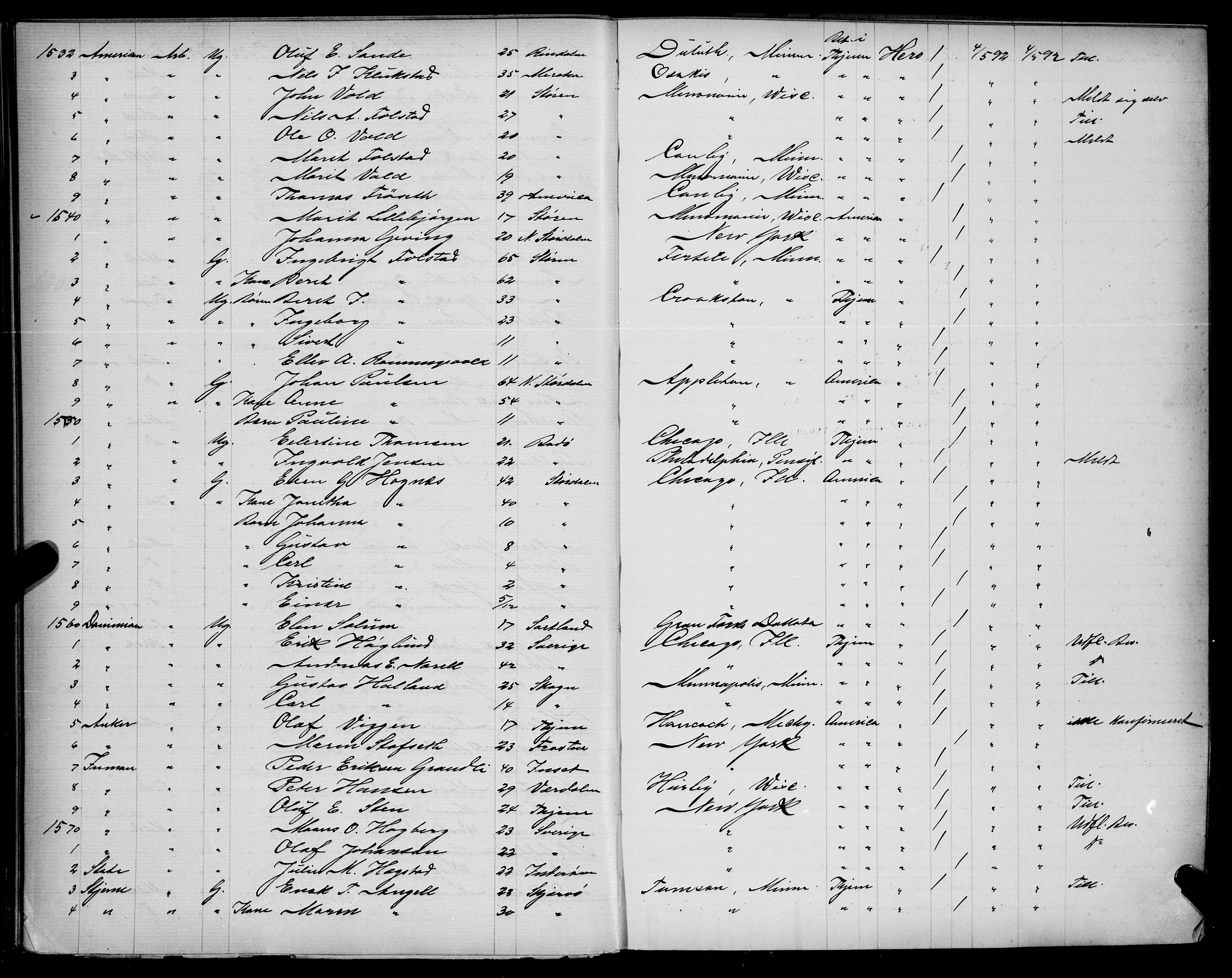 Trondheim politikammer, AV/SAT-A-1887/1/32/L0009: Emigrantprotokoll IXa, 1892-1893