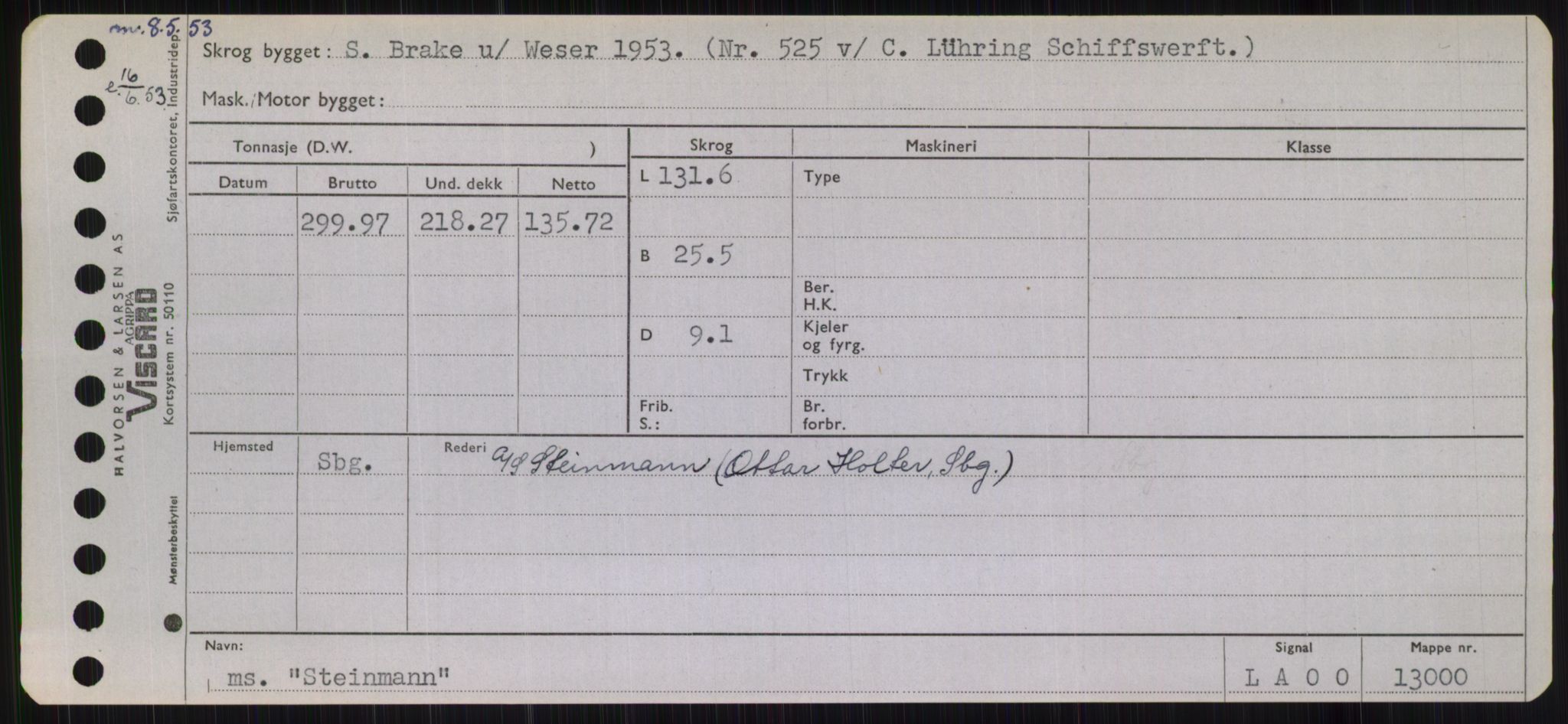 Sjøfartsdirektoratet med forløpere, Skipsmålingen, RA/S-1627/H/Hb/L0004: Fartøy, O-S, s. 449