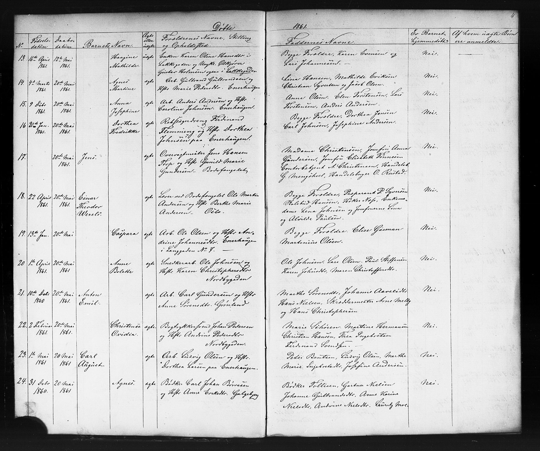Grønland prestekontor Kirkebøker, AV/SAO-A-10848/G/Ga/L0002: Klokkerbok nr. 2, 1861-1863, s. 4