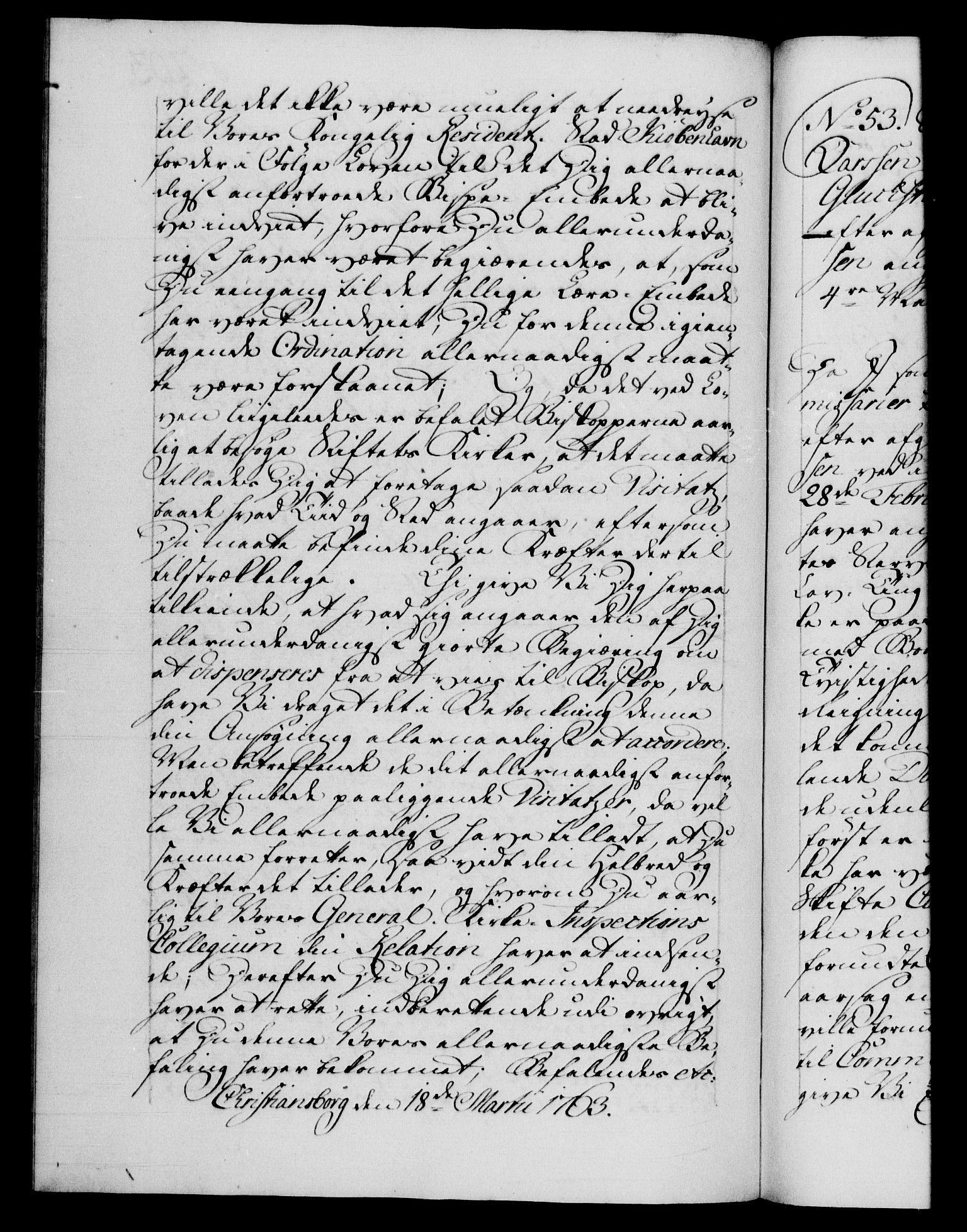 Danske Kanselli 1572-1799, AV/RA-EA-3023/F/Fc/Fca/Fcab/L0037: Norske tegnelser, 1762-1766, s. 203b