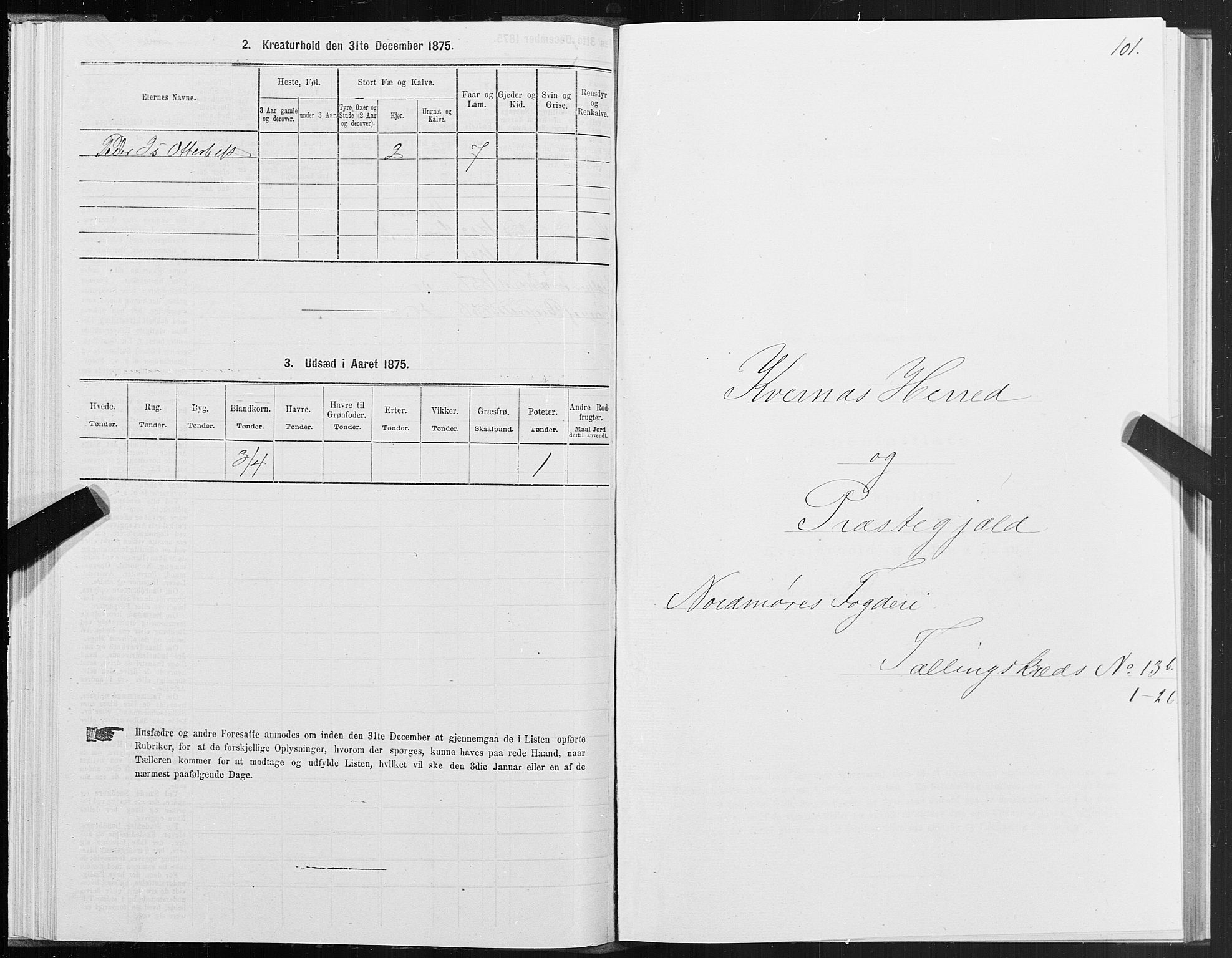 SAT, Folketelling 1875 for 1553P Kvernes prestegjeld, 1875, s. 7101