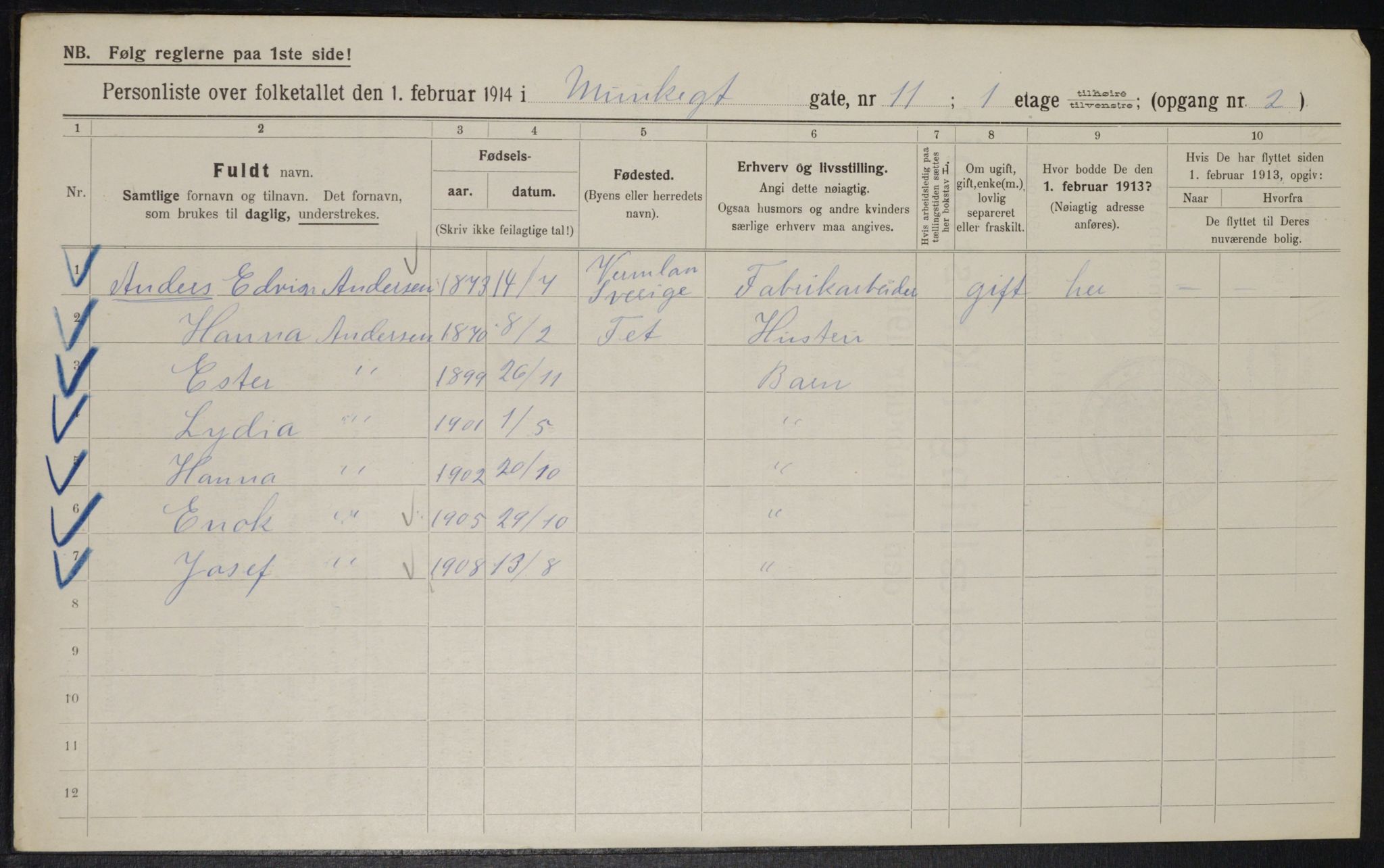 OBA, Kommunal folketelling 1.2.1914 for Kristiania, 1914, s. 68093