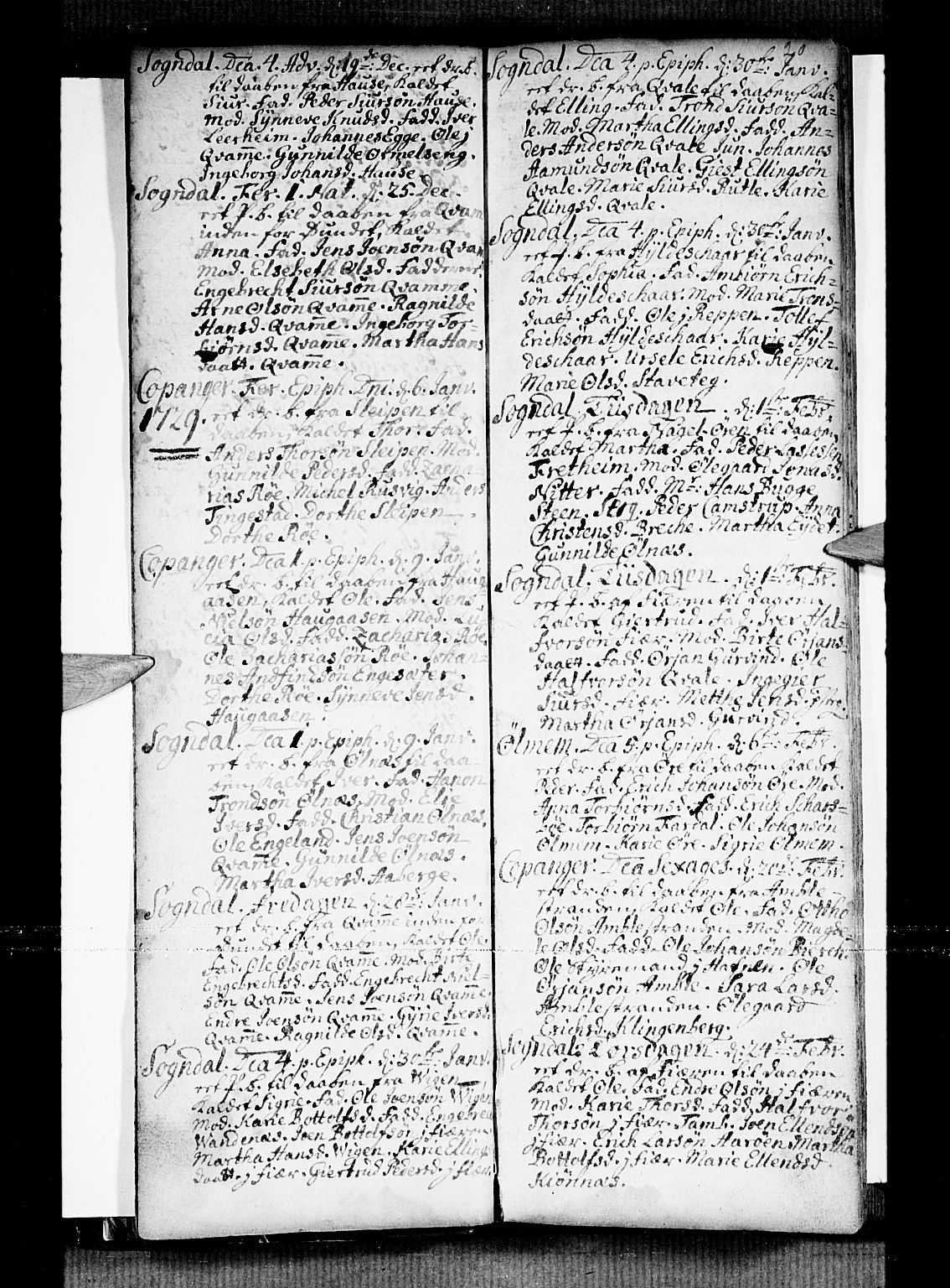 Sogndal sokneprestembete, SAB/A-81301/H/Haa/Haaa/L0002: Ministerialbok nr. A 2, 1725-1741, s. 20