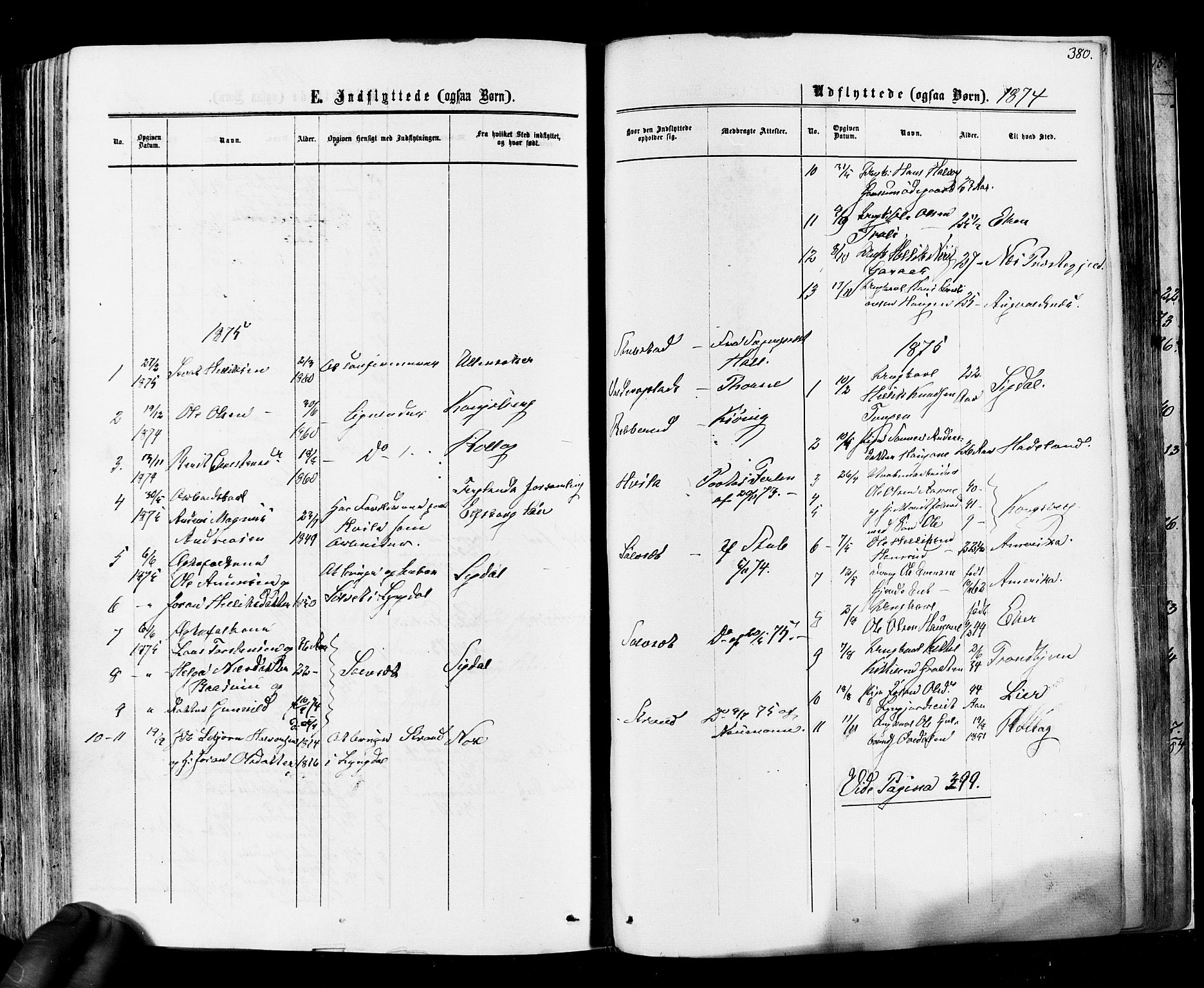 Flesberg kirkebøker, AV/SAKO-A-18/F/Fa/L0007: Ministerialbok nr. I 7, 1861-1878, s. 380