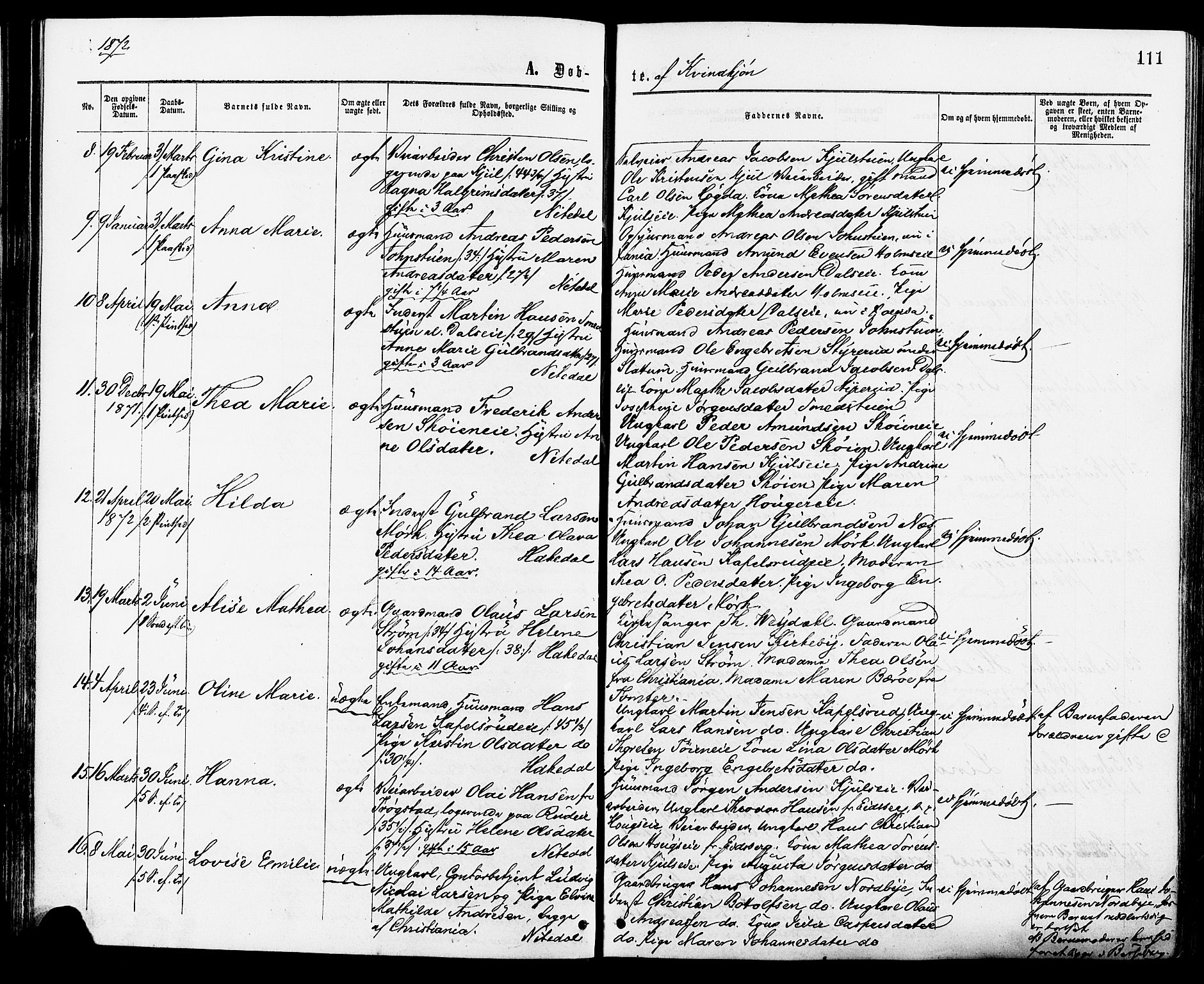 Nittedal prestekontor Kirkebøker, AV/SAO-A-10365a/F/Fa/L0006: Ministerialbok nr. I 6, 1863-1878, s. 111
