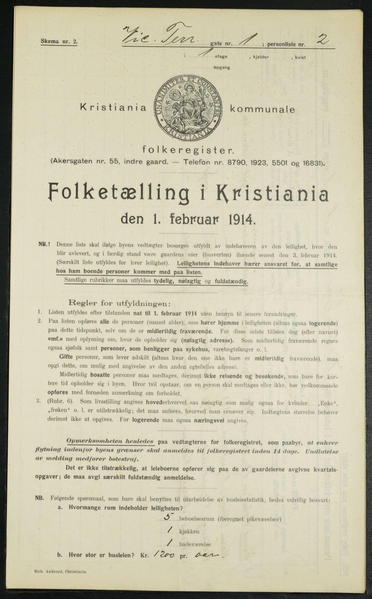 OBA, Kommunal folketelling 1.2.1914 for Kristiania, 1914, s. 124519