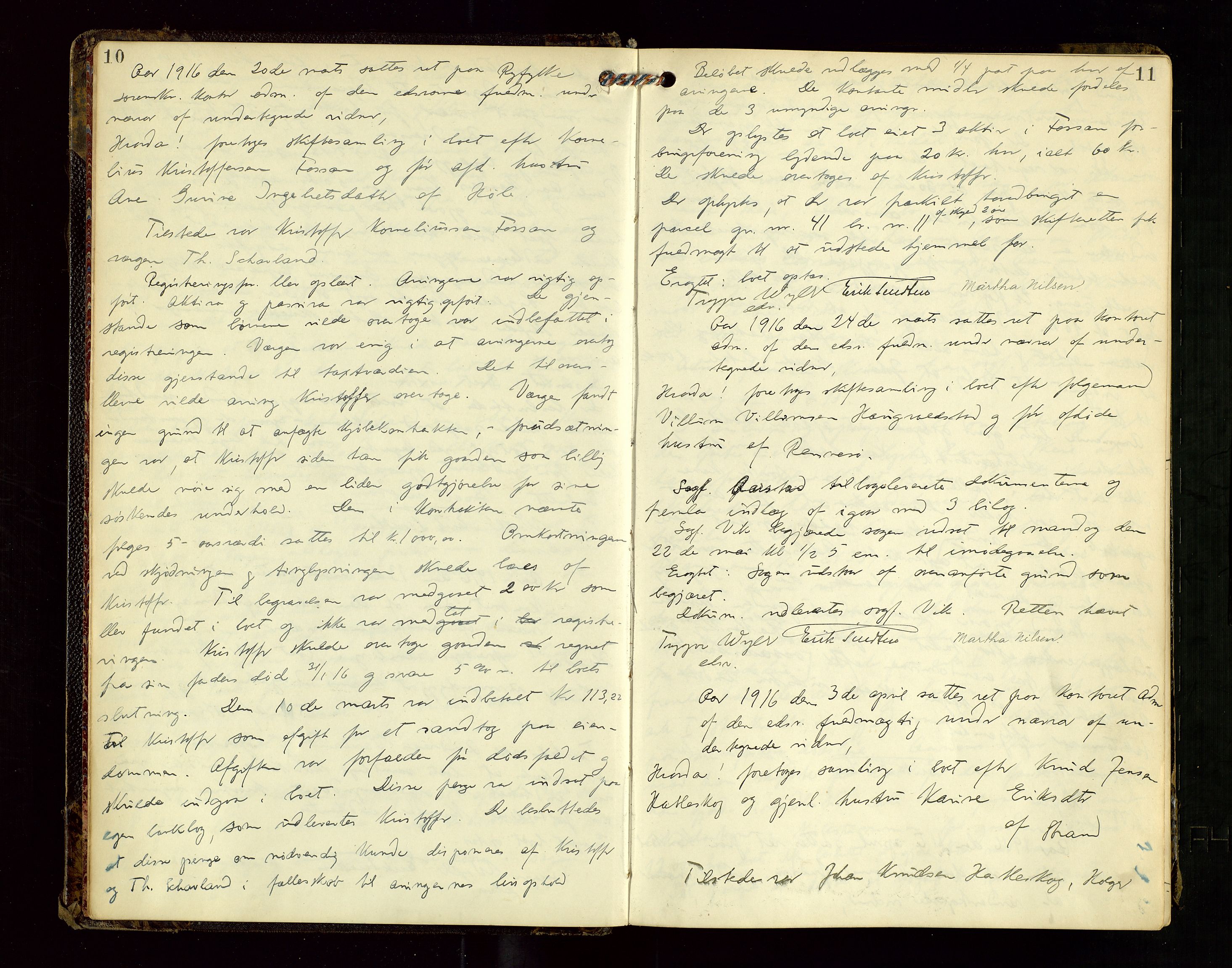 Ryfylke tingrett, AV/SAST-A-100055/001/IV/IVF/L0017: Skifteforhandlingsprotokoll, 1915-1923, s. 10-11