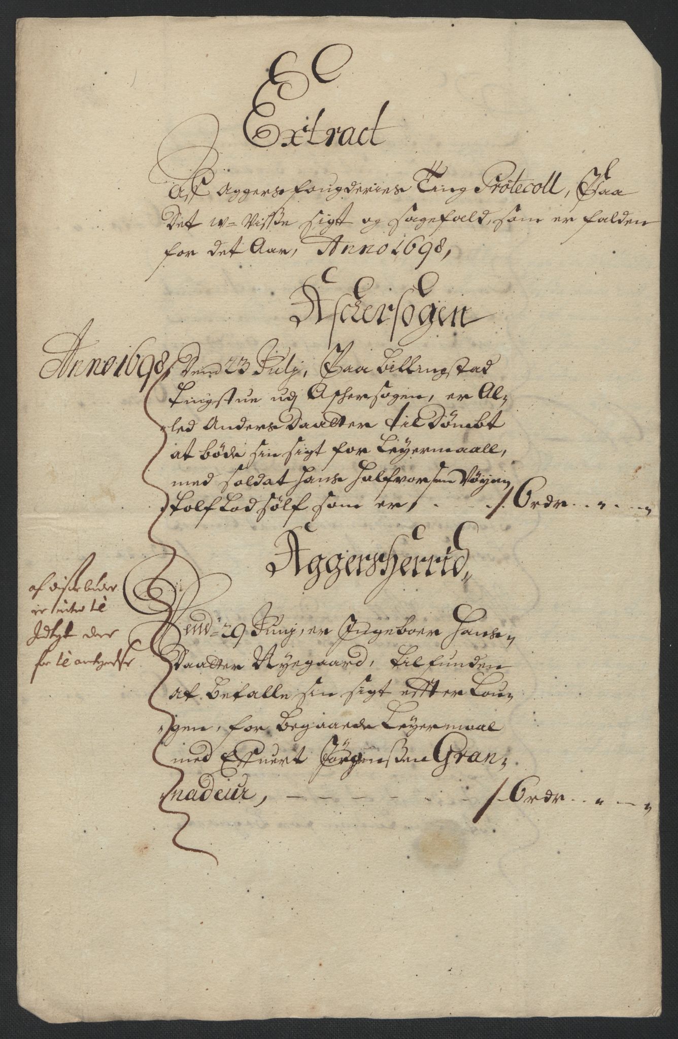 Rentekammeret inntil 1814, Reviderte regnskaper, Fogderegnskap, AV/RA-EA-4092/R10/L0441: Fogderegnskap Aker og Follo, 1698, s. 124