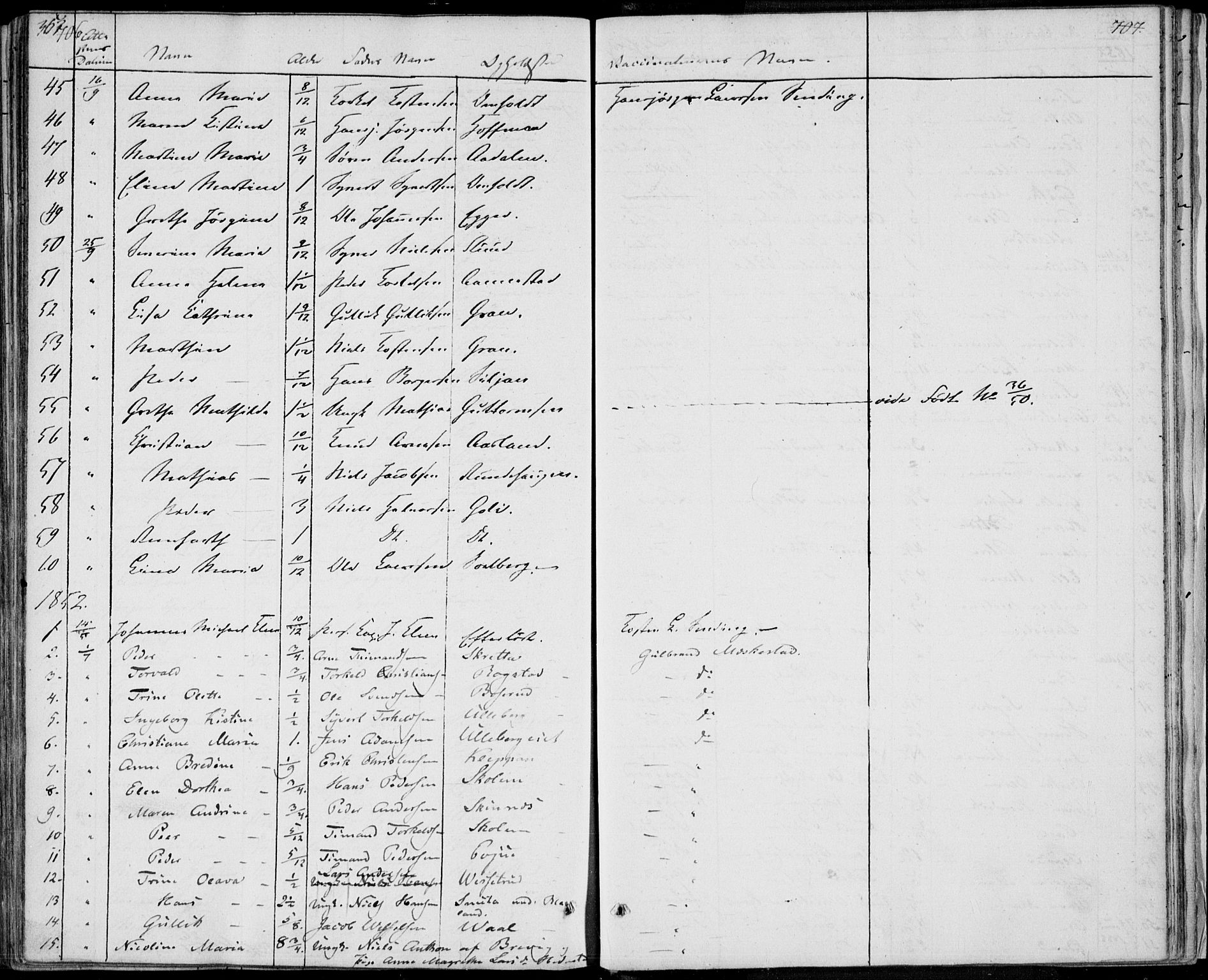 Sandsvær kirkebøker, AV/SAKO-A-244/F/Fa/L0005: Ministerialbok nr. I 5, 1840-1856, s. 706-707