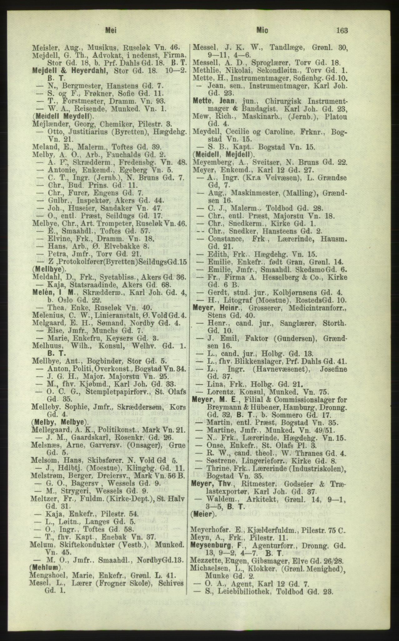 Kristiania/Oslo adressebok, PUBL/-, 1884, s. 163