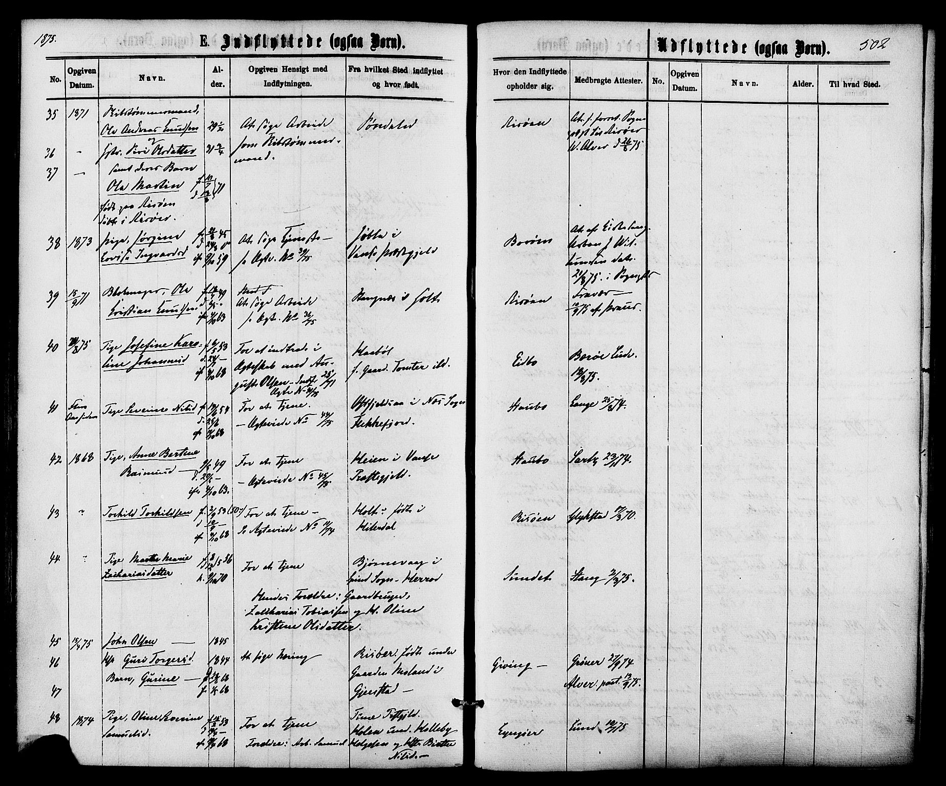 Dypvåg sokneprestkontor, AV/SAK-1111-0007/F/Fa/Faa/L0007: Ministerialbok nr. A 7/ 1, 1872-1884, s. 502