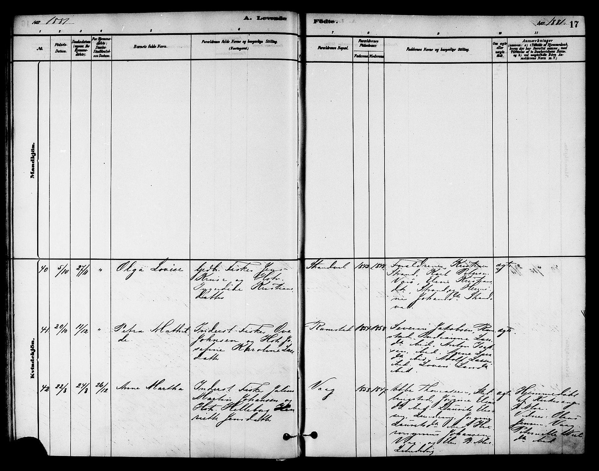 Ministerialprotokoller, klokkerbøker og fødselsregistre - Nord-Trøndelag, SAT/A-1458/784/L0672: Ministerialbok nr. 784A07, 1880-1887, s. 17
