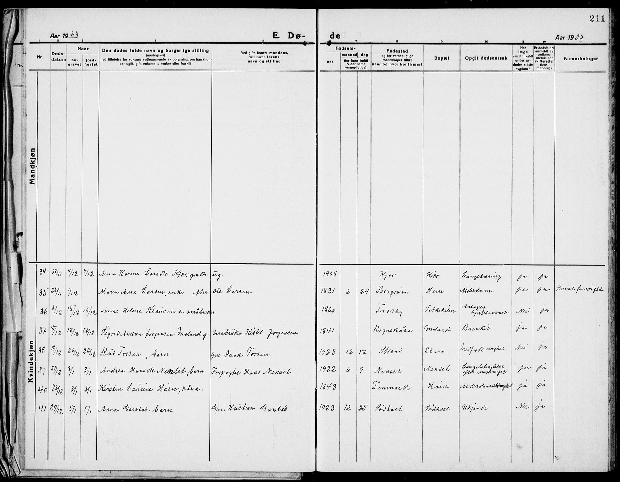 Bamble kirkebøker, AV/SAKO-A-253/G/Ga/L0011: Klokkerbok nr. I 11, 1920-1935, s. 211