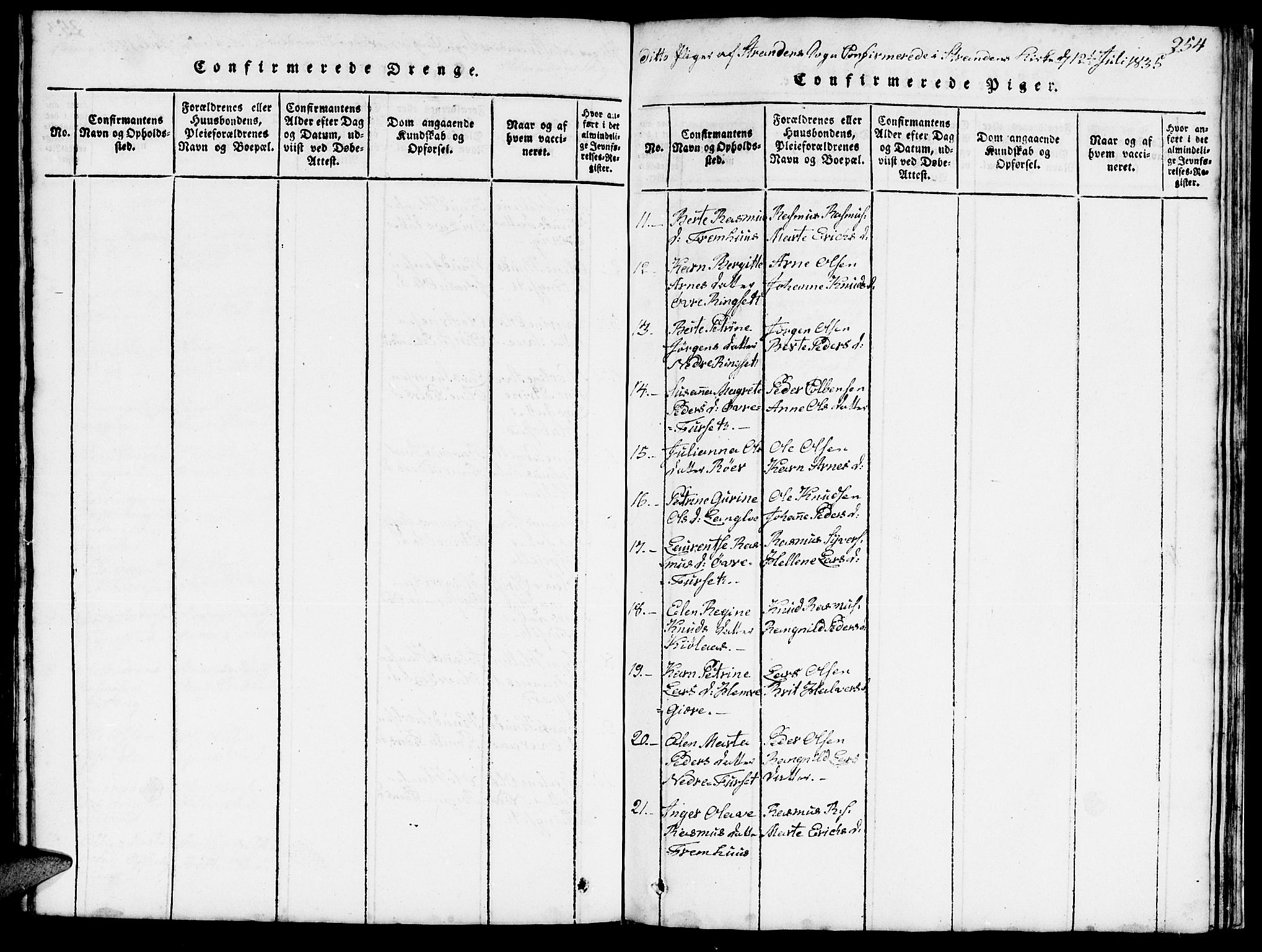 Ministerialprotokoller, klokkerbøker og fødselsregistre - Møre og Romsdal, AV/SAT-A-1454/520/L0289: Klokkerbok nr. 520C01, 1817-1837, s. 254