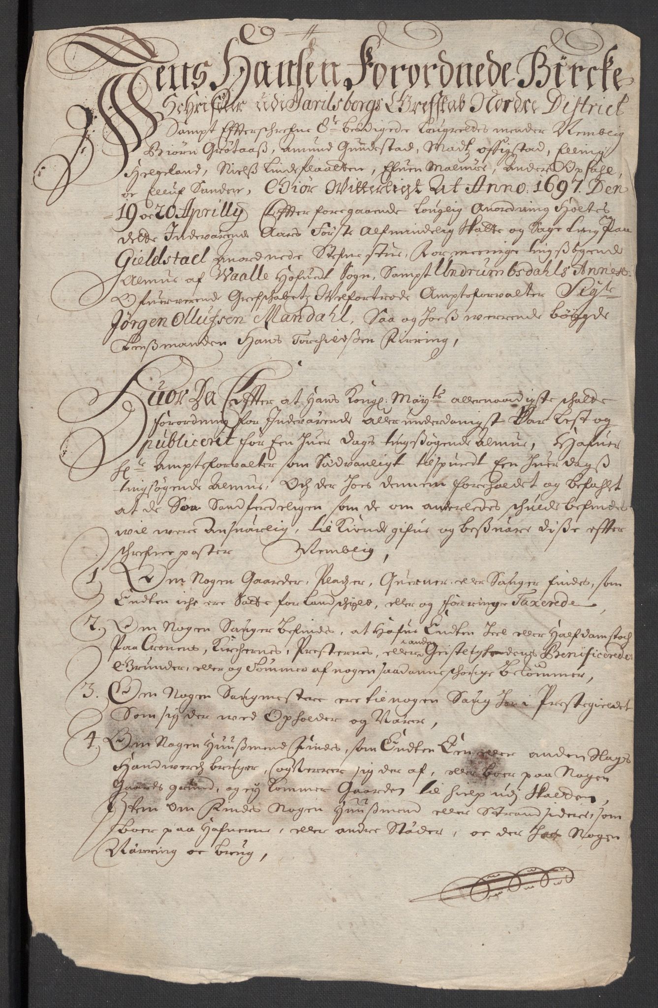 Rentekammeret inntil 1814, Reviderte regnskaper, Fogderegnskap, AV/RA-EA-4092/R32/L1868: Fogderegnskap Jarlsberg grevskap, 1697-1699, s. 43