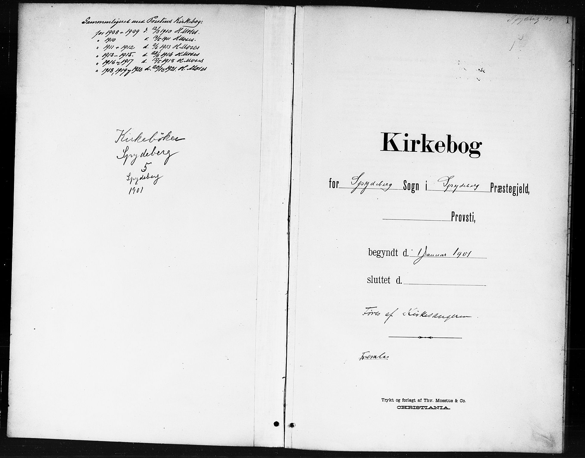 Spydeberg prestekontor Kirkebøker, AV/SAO-A-10924/G/Ga/L0002: Klokkerbok nr. I 2, 1901-1922