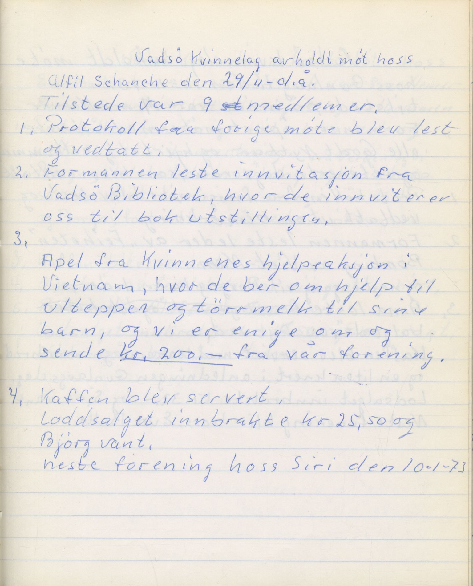 Vadsø Kvinnelag, FMFB/A-1054/A/L0003: Møteprotokoll, 1971-1980, s. 30
