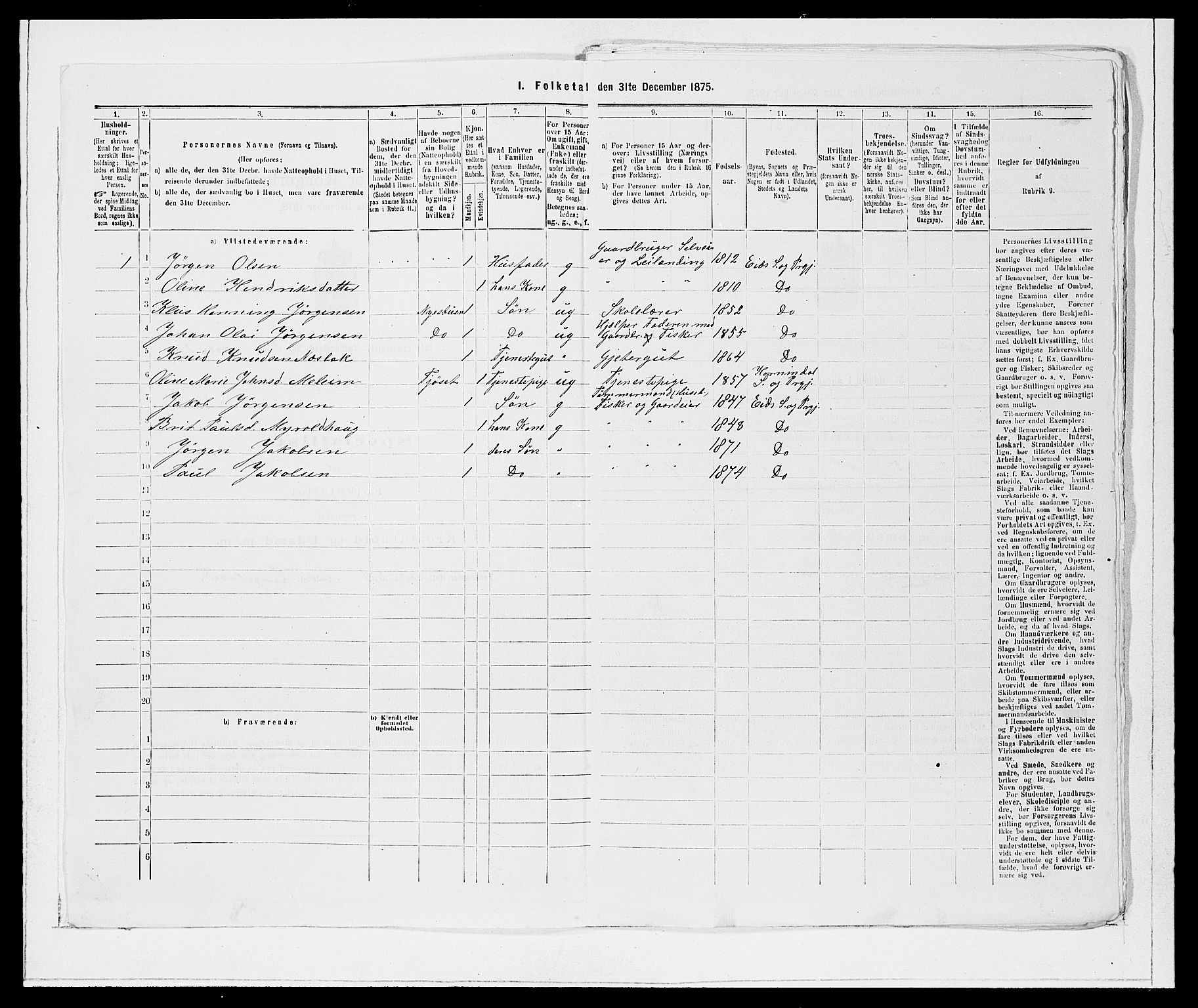 SAB, Folketelling 1875 for 1443P Eid prestegjeld, 1875, s. 441