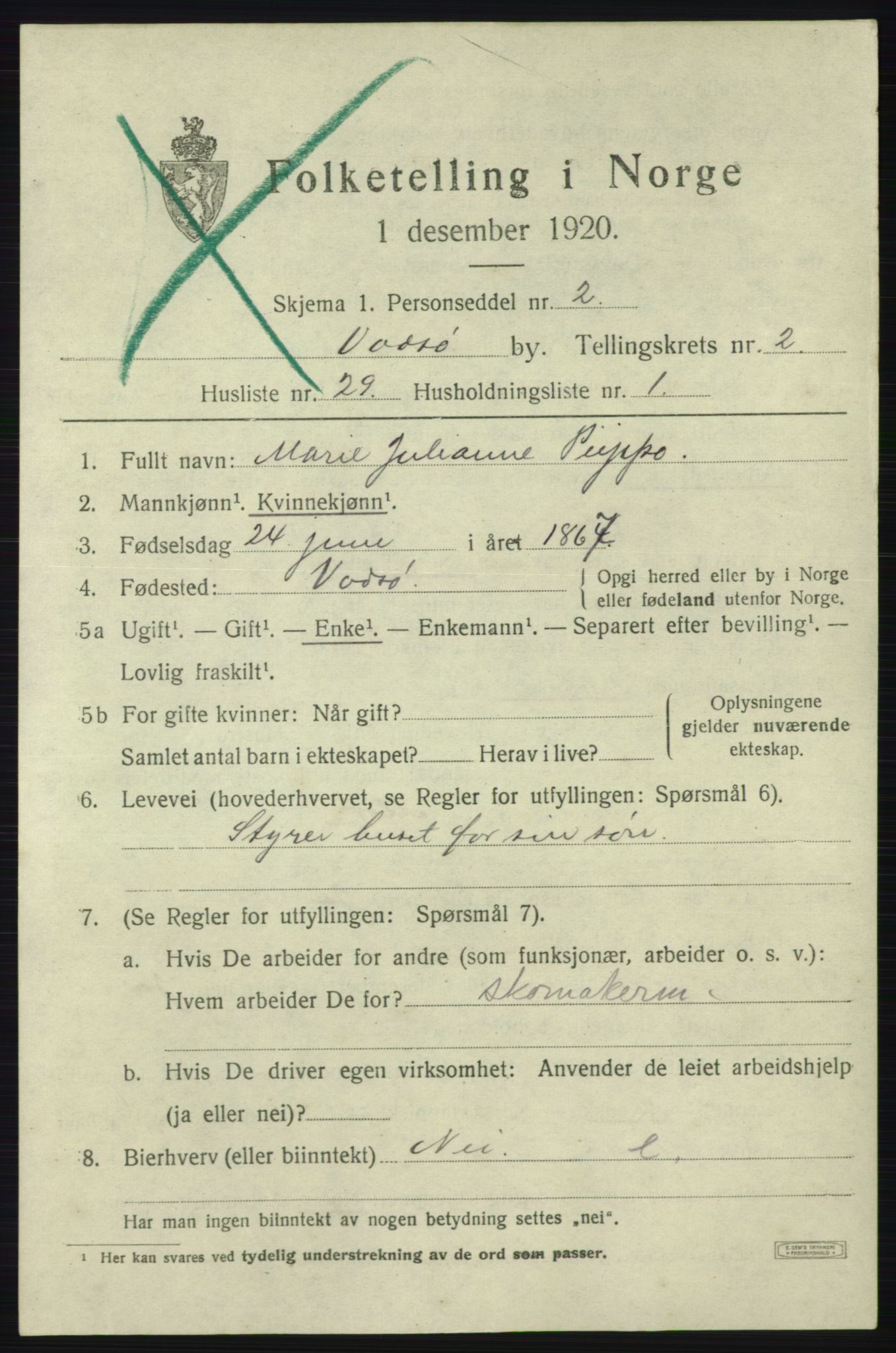 SATØ, Folketelling 1920 for 2003 Vadsø kjøpstad, 1920, s. 3709