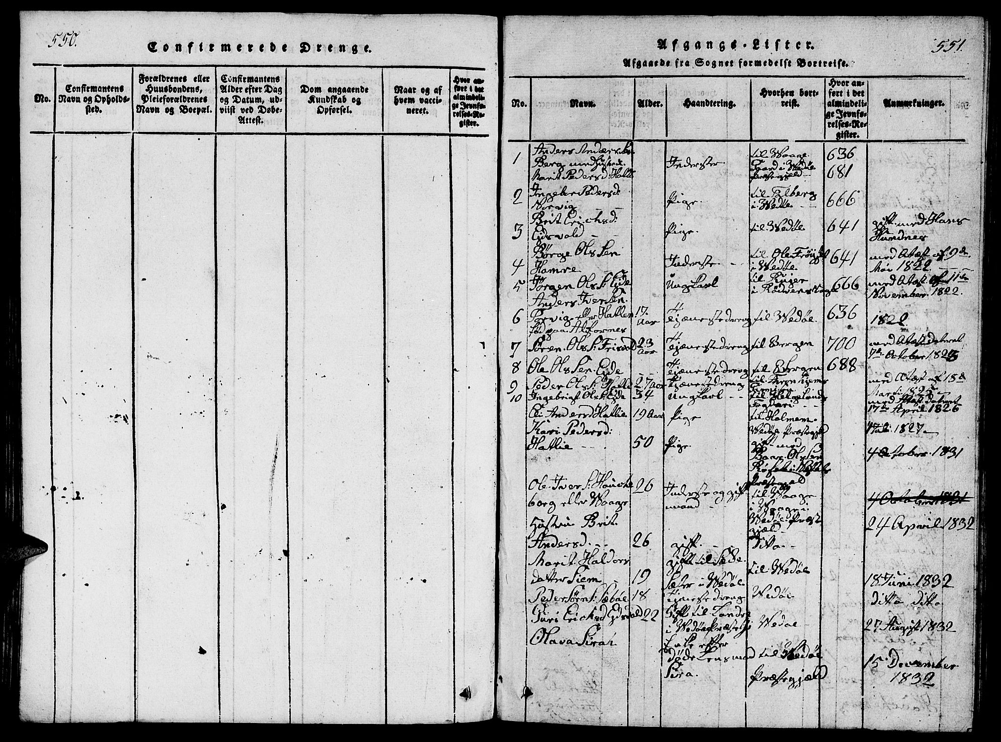 Ministerialprotokoller, klokkerbøker og fødselsregistre - Møre og Romsdal, AV/SAT-A-1454/542/L0558: Klokkerbok nr. 542C01, 1818-1836, s. 550-551