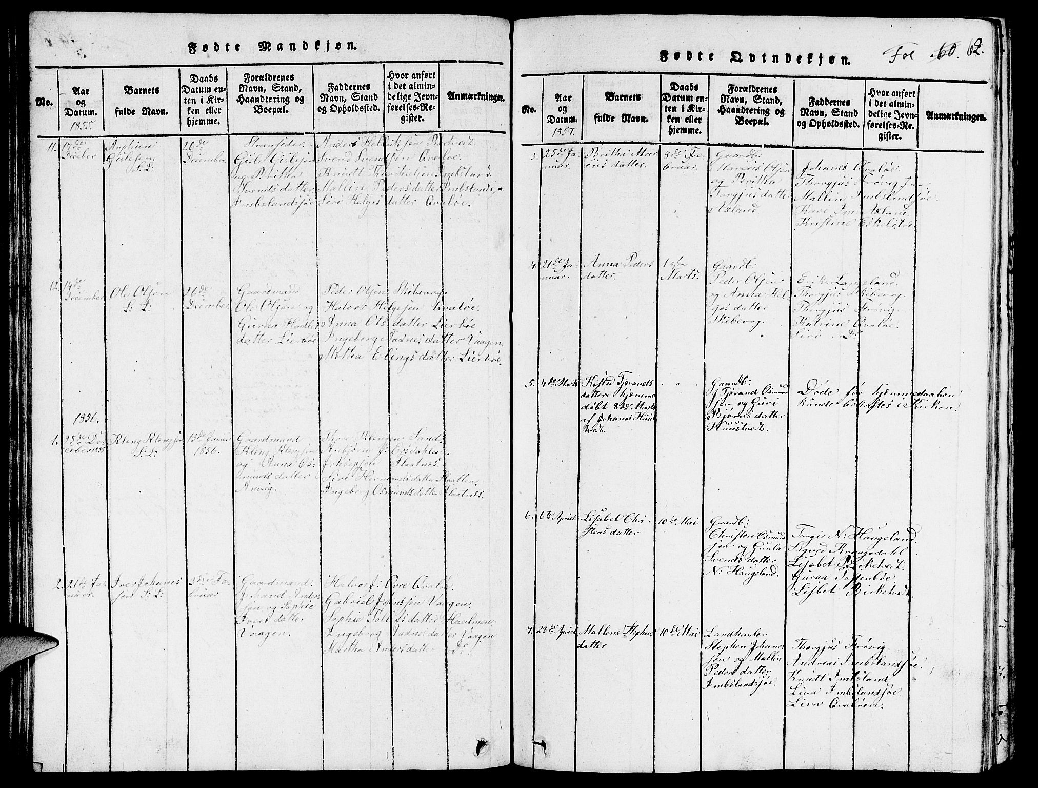 Vikedal sokneprestkontor, AV/SAST-A-101840/01/V: Klokkerbok nr. B 3, 1816-1867, s. 62