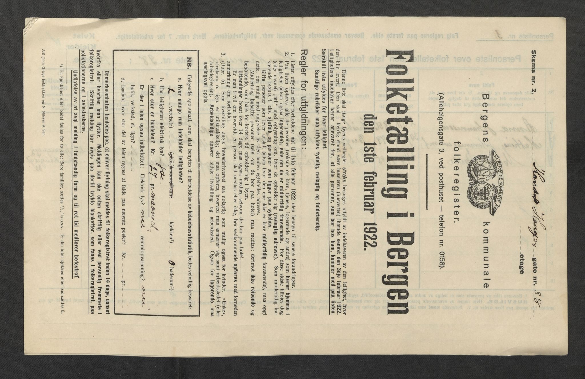 SAB, Kommunal folketelling 1922 for Bergen kjøpstad, 1922, s. 12640