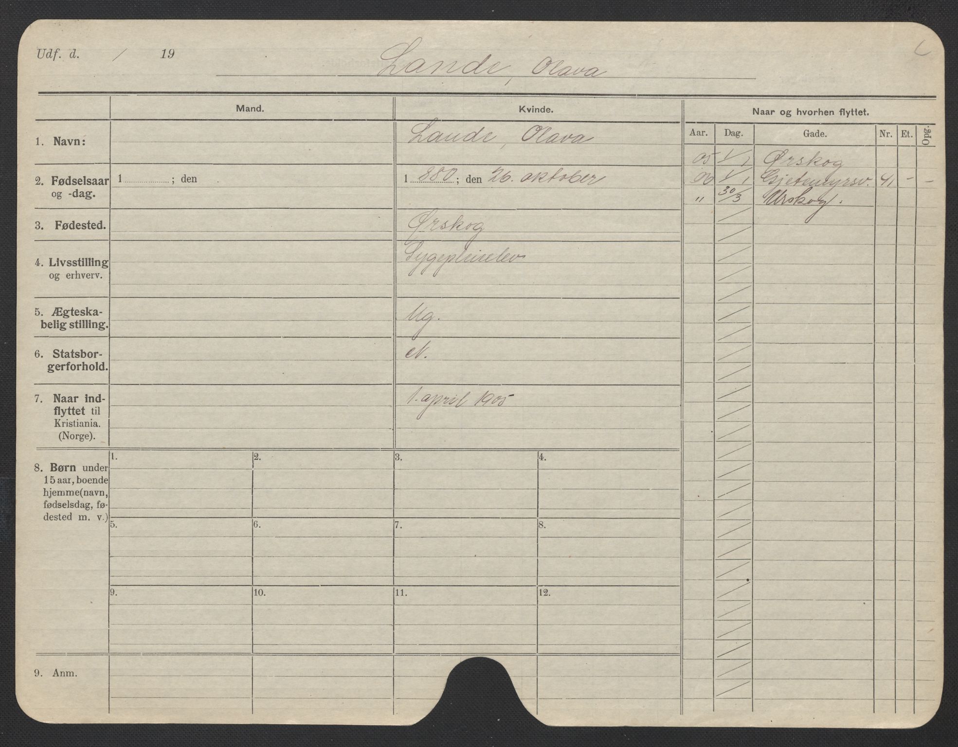 Oslo folkeregister, Registerkort, AV/SAO-A-11715/F/Fa/Fac/L0019: Kvinner, 1906-1914, s. 717a