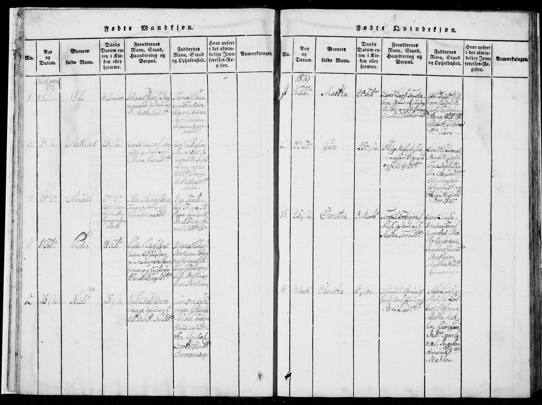 Strandebarm sokneprestembete, AV/SAB-A-78401/H/Hab: Klokkerbok nr. A  1, 1816-1826, s. 18