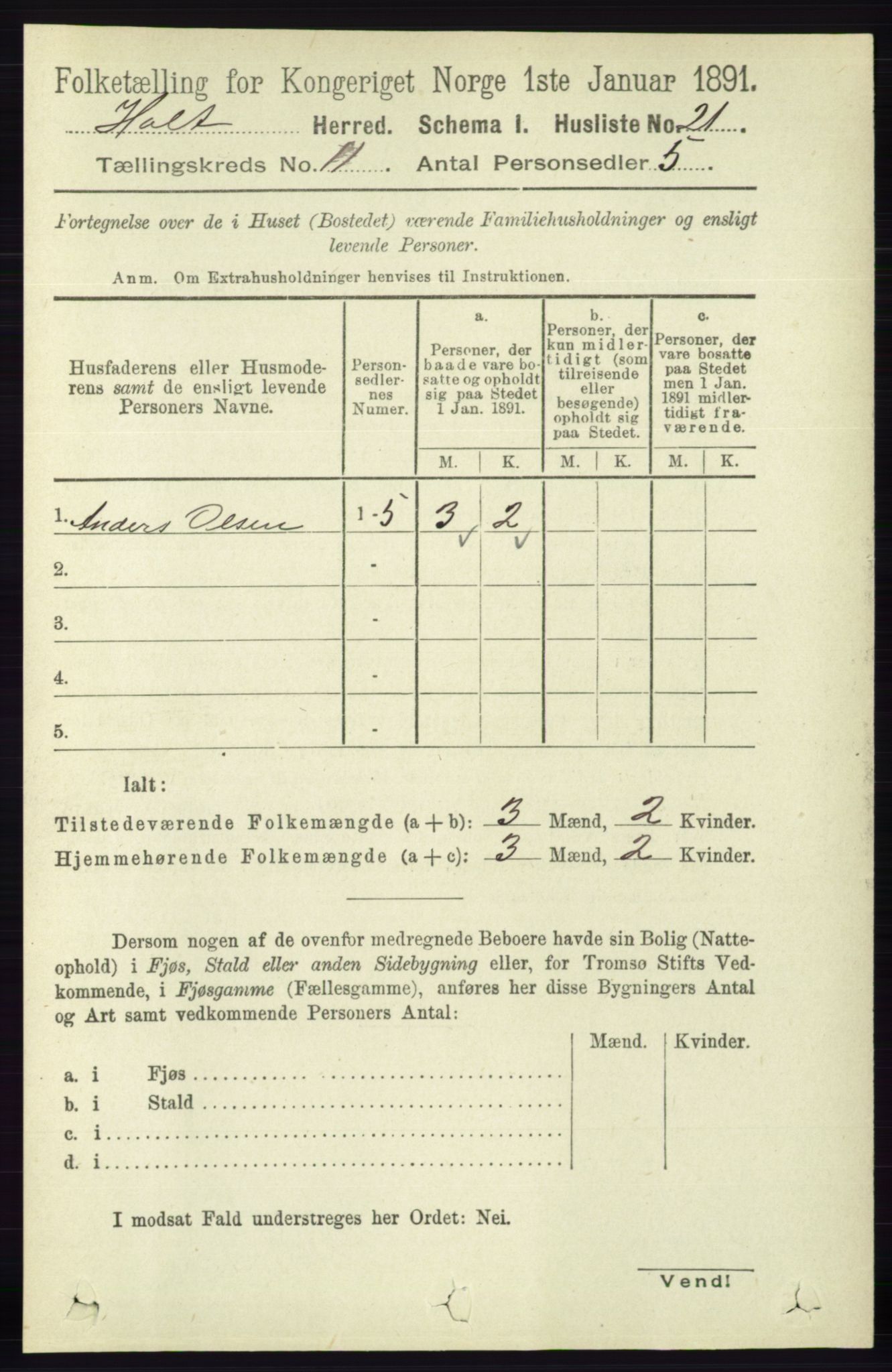 RA, Folketelling 1891 for 0914 Holt herred, 1891, s. 4790