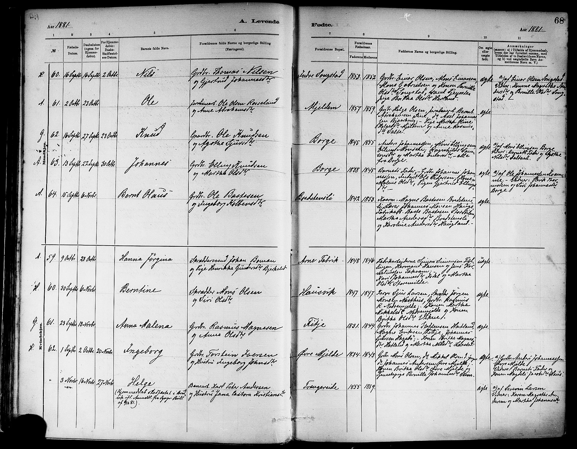 Haus sokneprestembete, AV/SAB-A-75601/H/Haa: Ministerialbok nr. A 19I, 1878-1886, s. 68