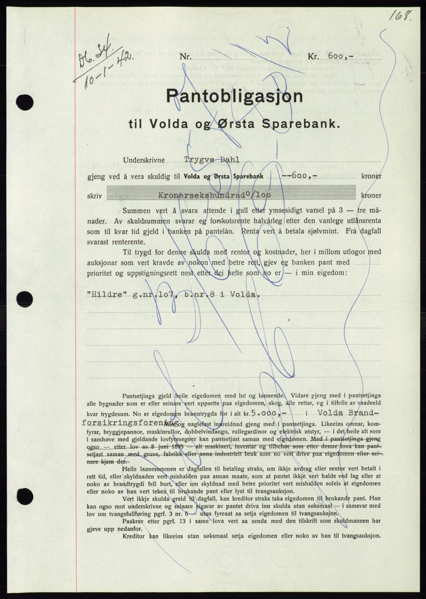 Søre Sunnmøre sorenskriveri, SAT/A-4122/1/2/2C/L0073: Pantebok nr. 67, 1941-1942, Dagboknr: 34/1942