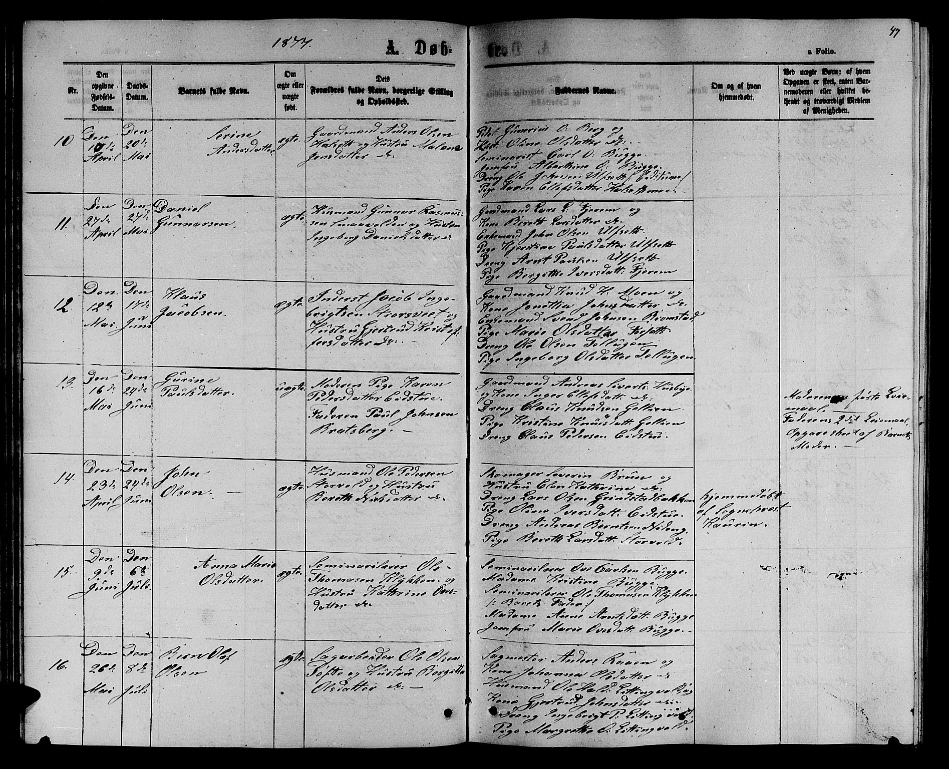 Ministerialprotokoller, klokkerbøker og fødselsregistre - Sør-Trøndelag, AV/SAT-A-1456/618/L0451: Klokkerbok nr. 618C02, 1865-1883, s. 47