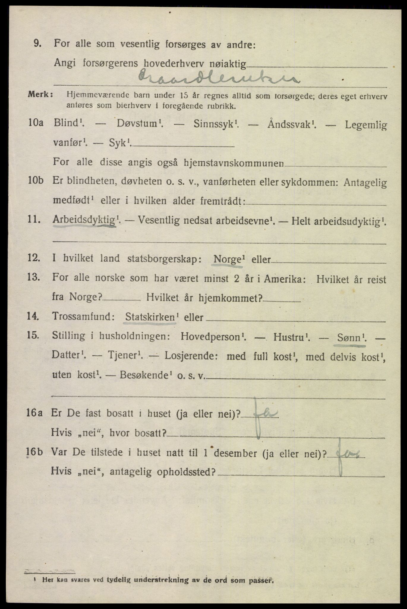 SAK, Folketelling 1920 for 1029 Sør-Audnedal herred, 1920, s. 6370