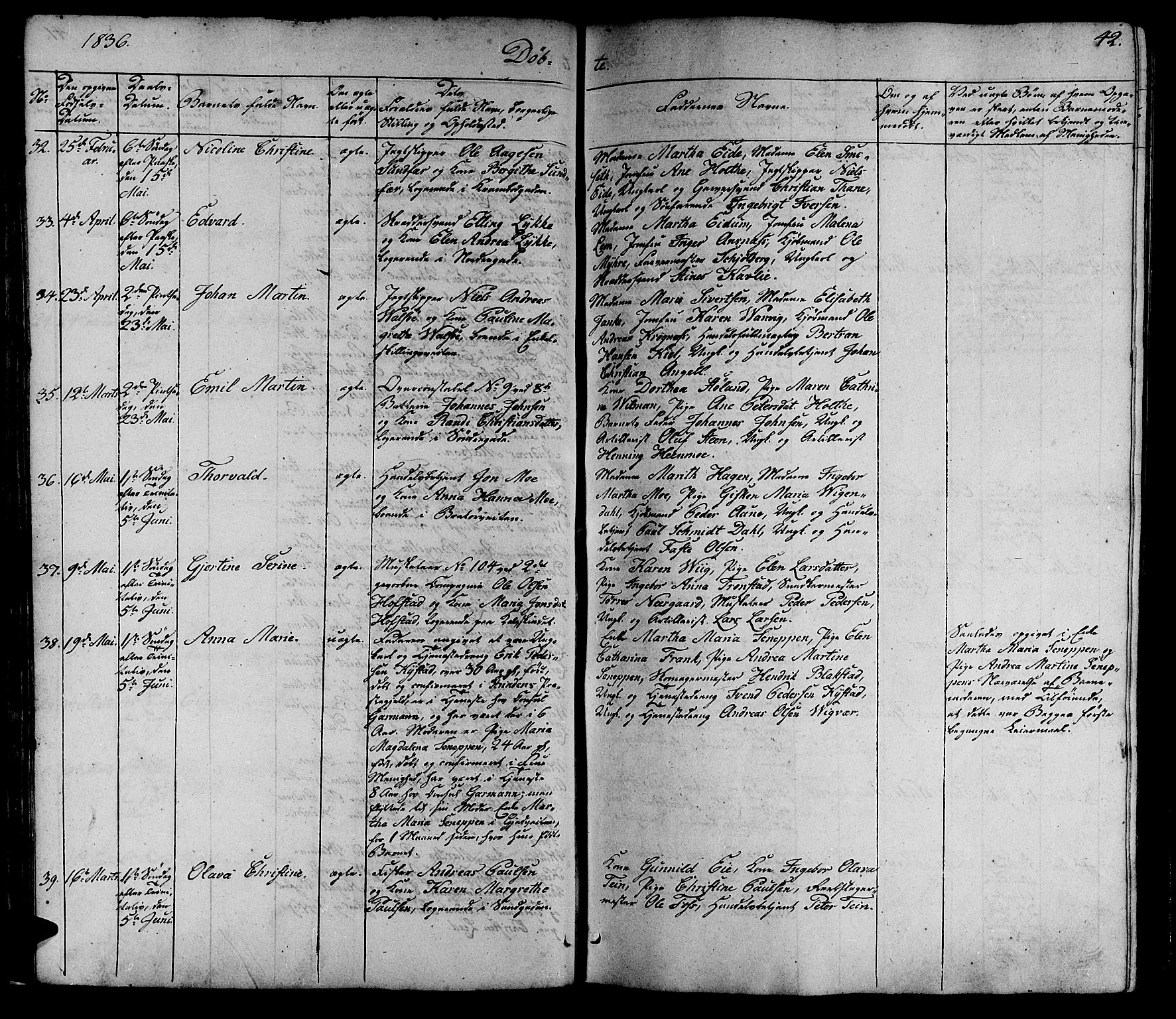 Ministerialprotokoller, klokkerbøker og fødselsregistre - Sør-Trøndelag, AV/SAT-A-1456/602/L0136: Klokkerbok nr. 602C04, 1833-1845, s. 42