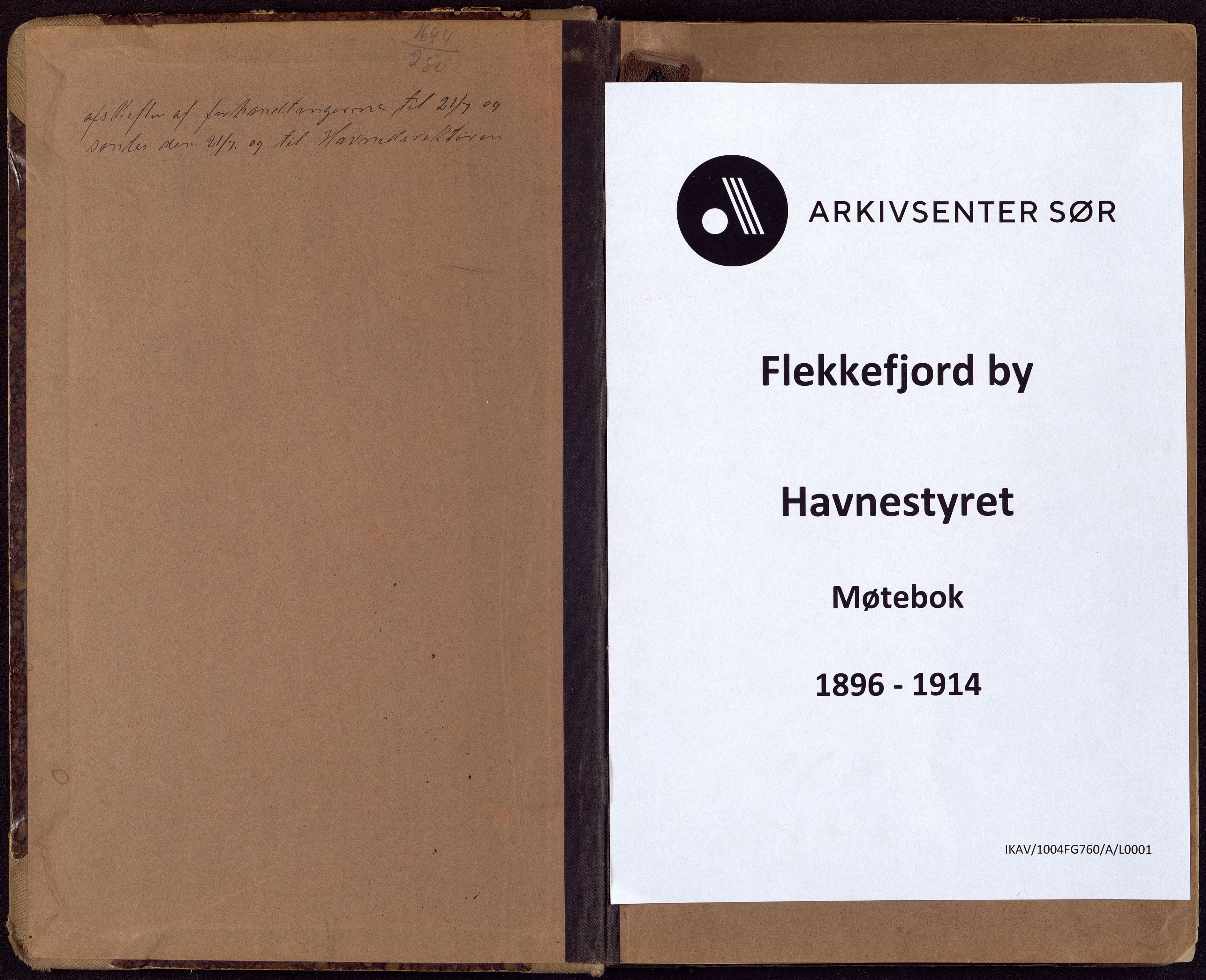 Flekkefjord By - Havnestyret, IKAV/1004FG760/A/L0001: Møtebok, 1896-1914