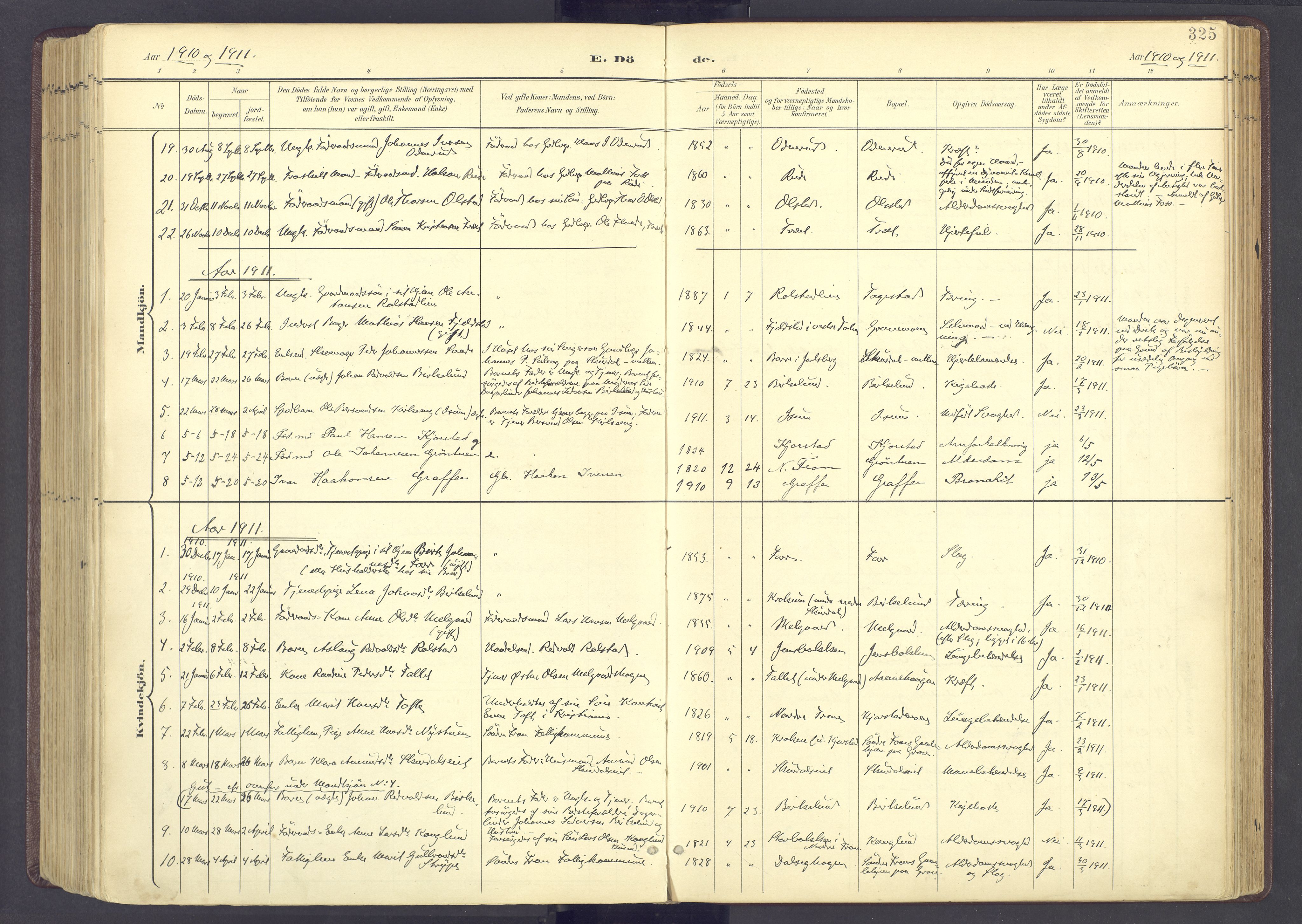 Sør-Fron prestekontor, AV/SAH-PREST-010/H/Ha/Haa/L0004: Ministerialbok nr. 4, 1898-1919, s. 325