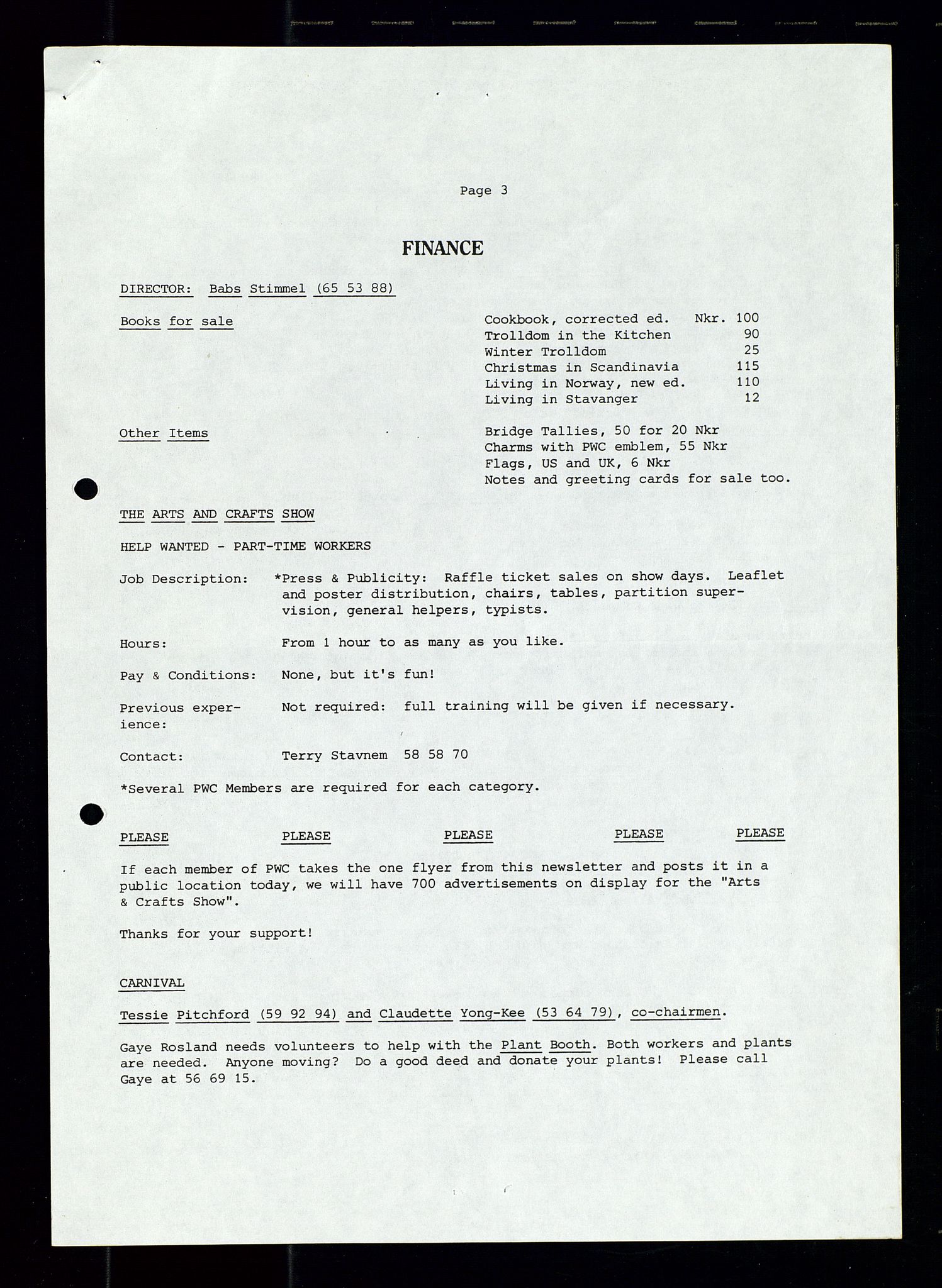 PA 1547 - Petroleum Wives Club, SAST/A-101974/X/Xa/L0002: Newsletter, 1979-1987