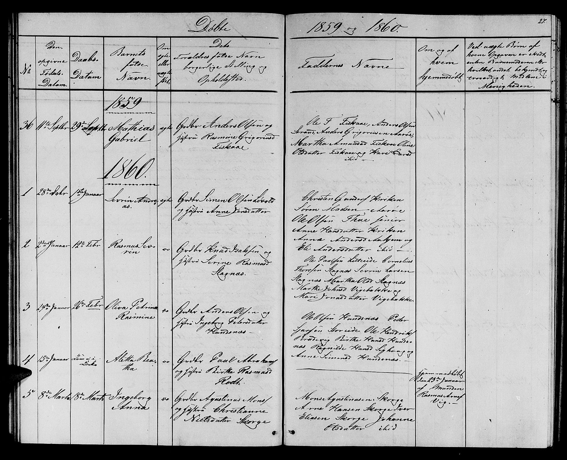 Ministerialprotokoller, klokkerbøker og fødselsregistre - Møre og Romsdal, AV/SAT-A-1454/501/L0015: Klokkerbok nr. 501C01, 1854-1867, s. 27