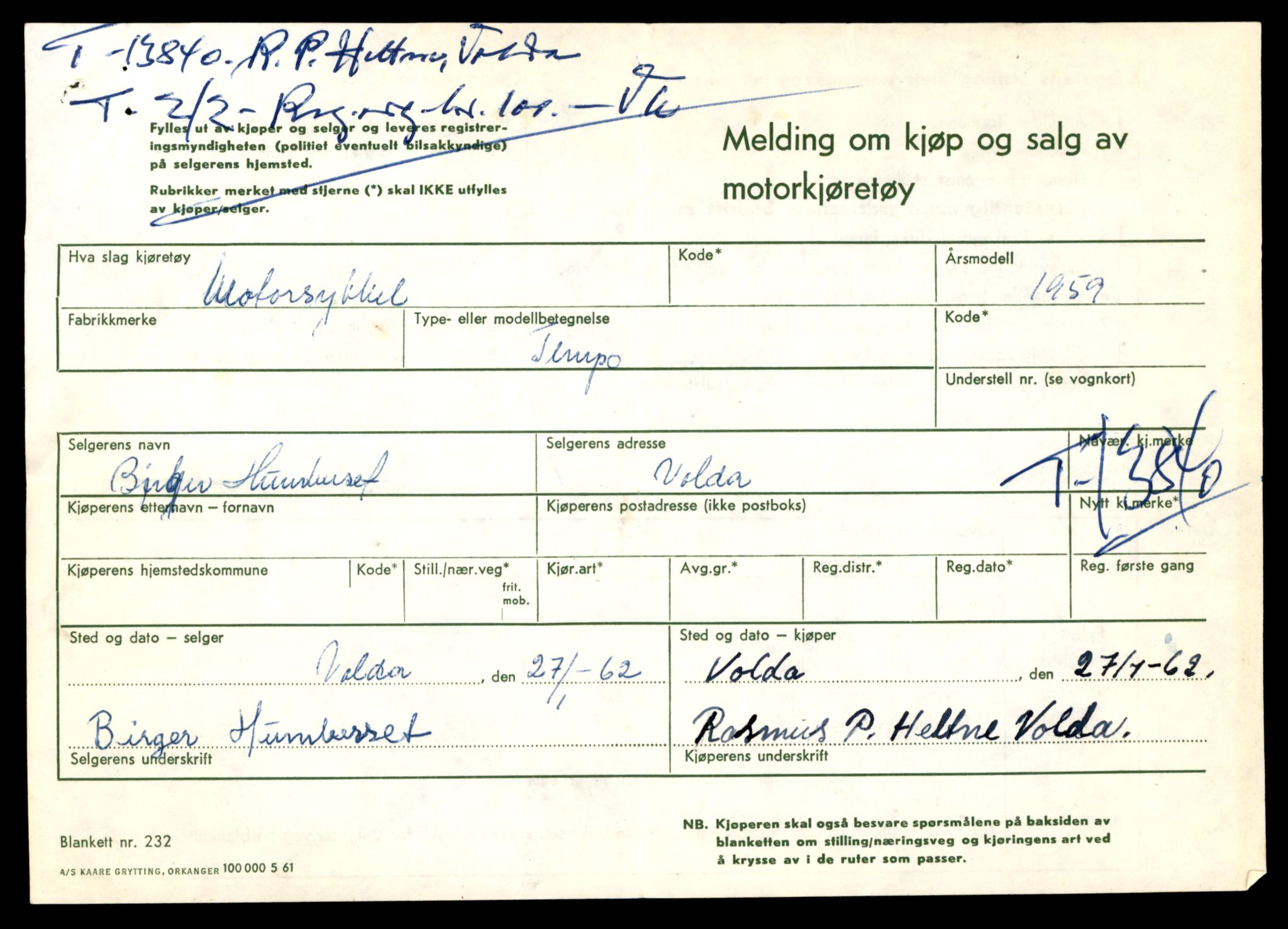 Møre og Romsdal vegkontor - Ålesund trafikkstasjon, SAT/A-4099/F/Fe/L0041: Registreringskort for kjøretøy T 13710 - T 13905, 1927-1998, s. 2347