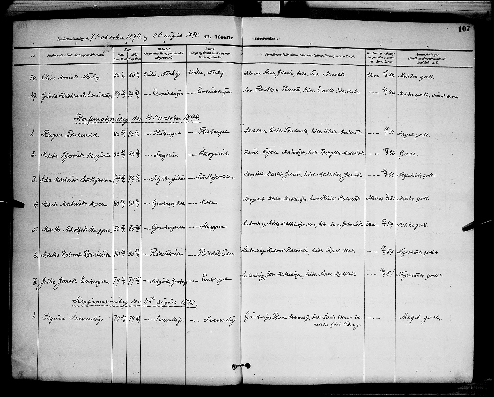 Våler prestekontor, Hedmark, AV/SAH-PREST-040/H/Ha/Hab/L0001: Klokkerbok nr. 1, 1894-1904, s. 107