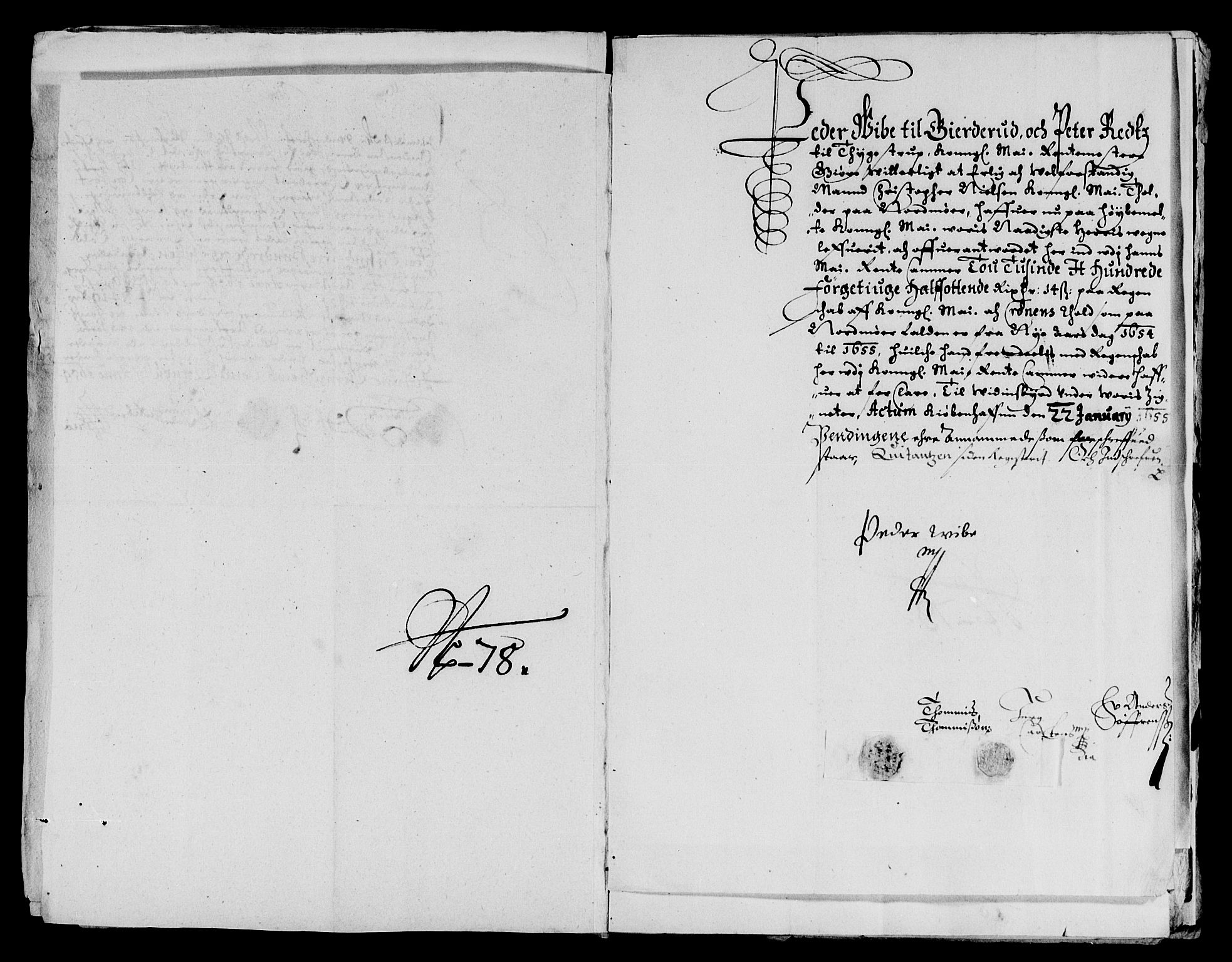 Rentekammeret inntil 1814, Reviderte regnskaper, Lensregnskaper, AV/RA-EA-5023/R/Rb/Rbw/L0116: Trondheim len, 1654-1655