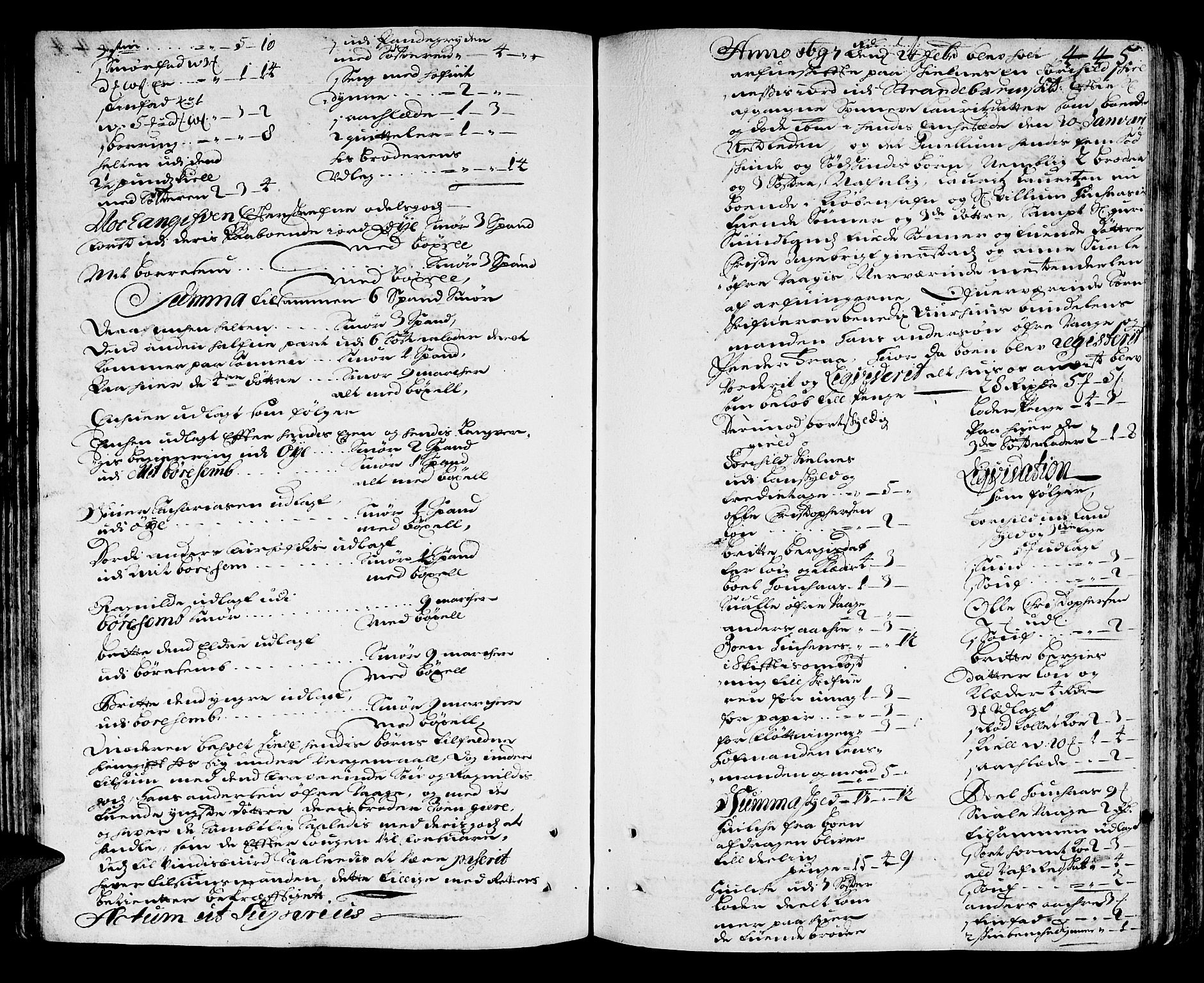 Sunnhordland sorenskrivar, AV/SAB-A-2401/1/H/Ha/Haa/L0002: Skifteprotokollar. Register på kort. Fol 290- ut, 1695-1699, s. 444b-445a