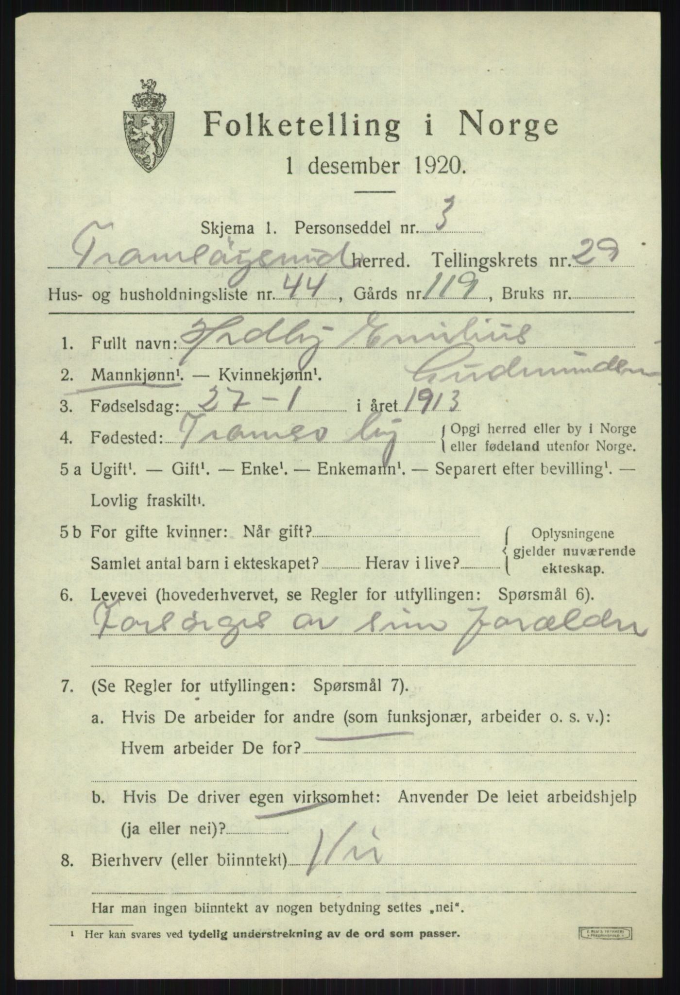 SATØ, Folketelling 1920 for 1934 Tromsøysund herred, 1920, s. 13880