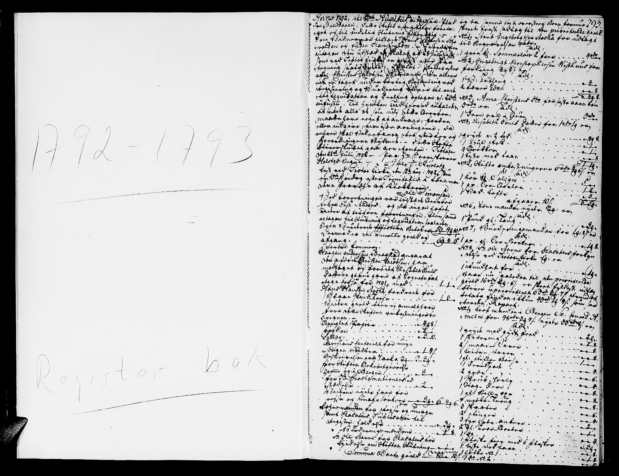 Helgeland sorenskriveri, SAT/A-0004/3/3A/L0069: Skifteprotokoll 17B, 1792-1793, s. 292b-293a